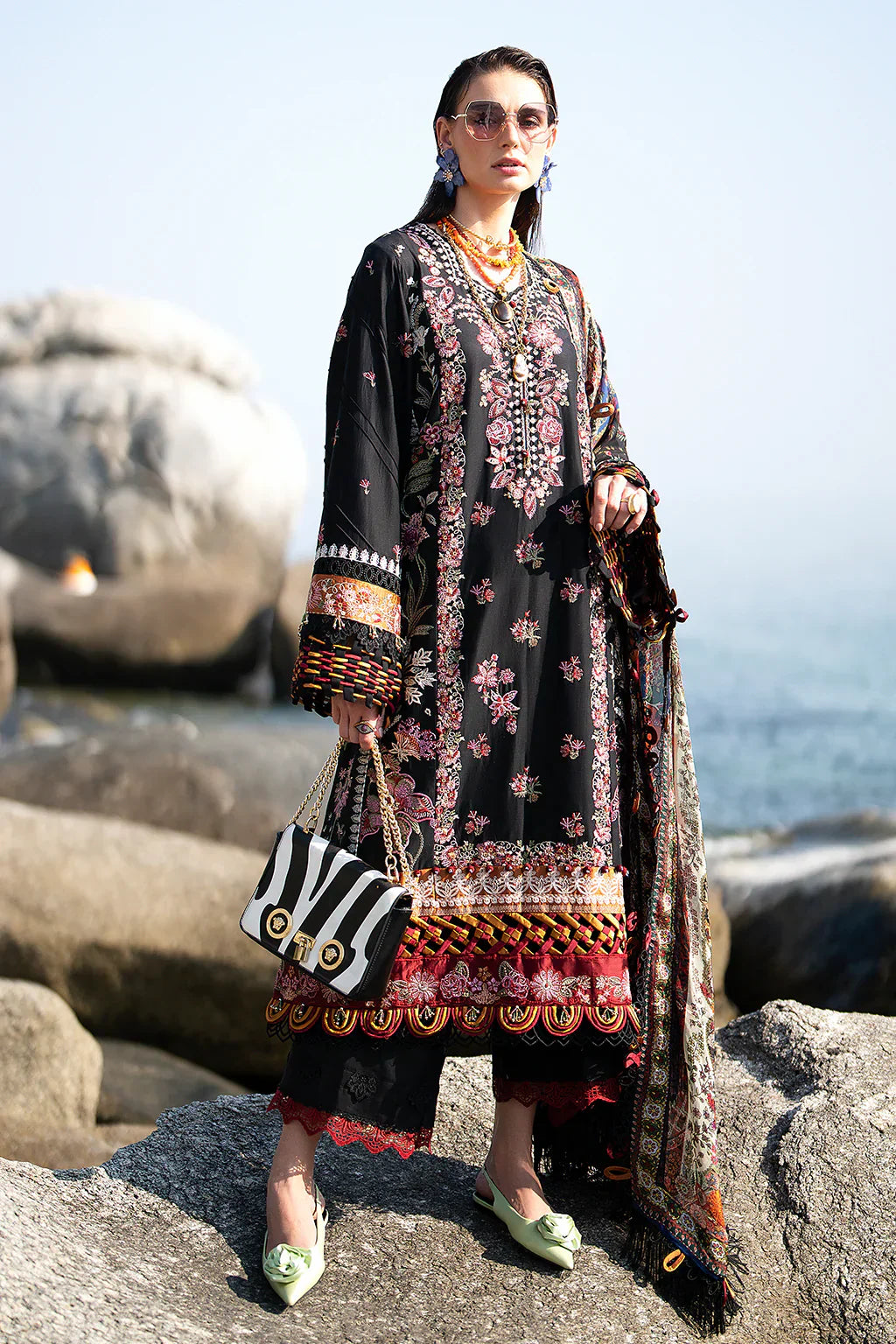 AJR Couture | Alif Signature Luxury Lawn 24 | Noir - by - Libasekhas UK - Registered Vendor of : AJR Couture - 100% Original Designer Dresss