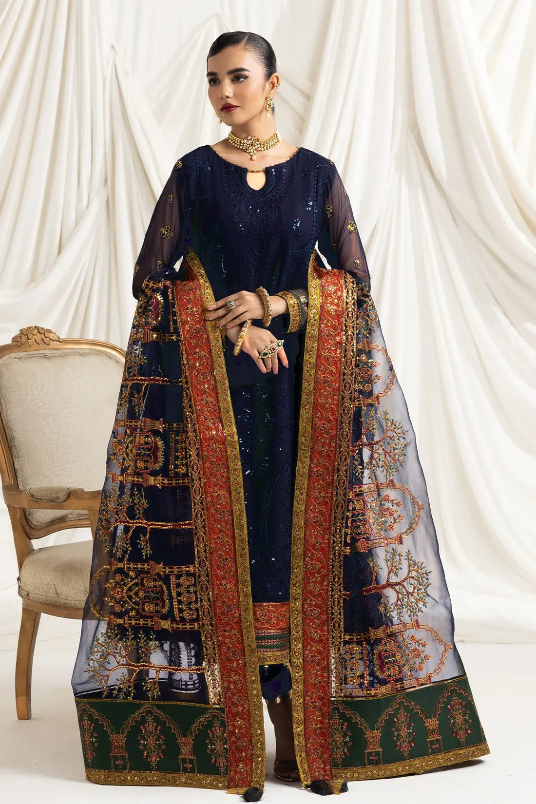 Alizeh | Formals Collection | Mehlika C (BLUE) - by - Libasekhas UK - Registered Vendor of : Alizeh - 100% Original Designer Dresss