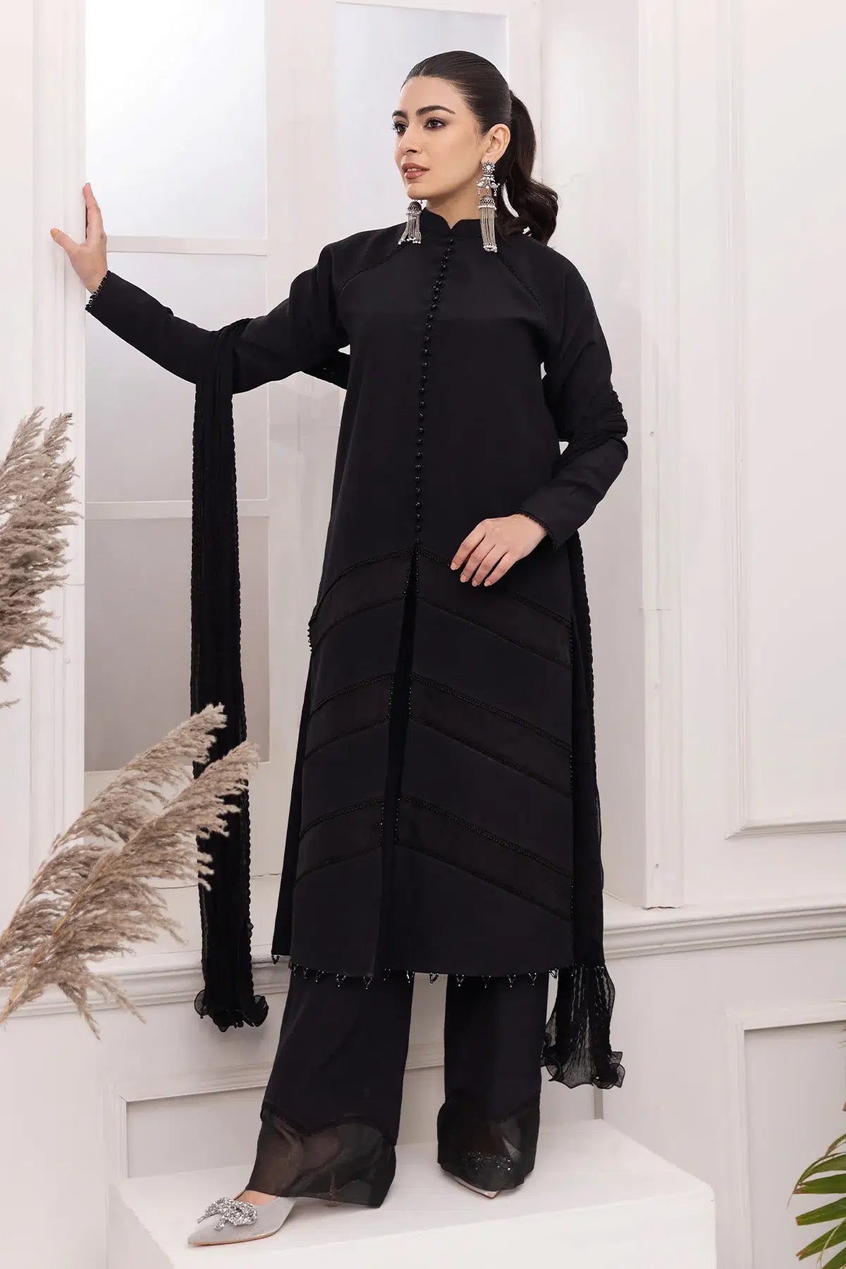 Alizeh | Formals Collection | Black Dress 3 piece - RTW1004 - by - Libasekhas UK - Registered Vendor of : Alizeh - 100% Original Designer Dresss