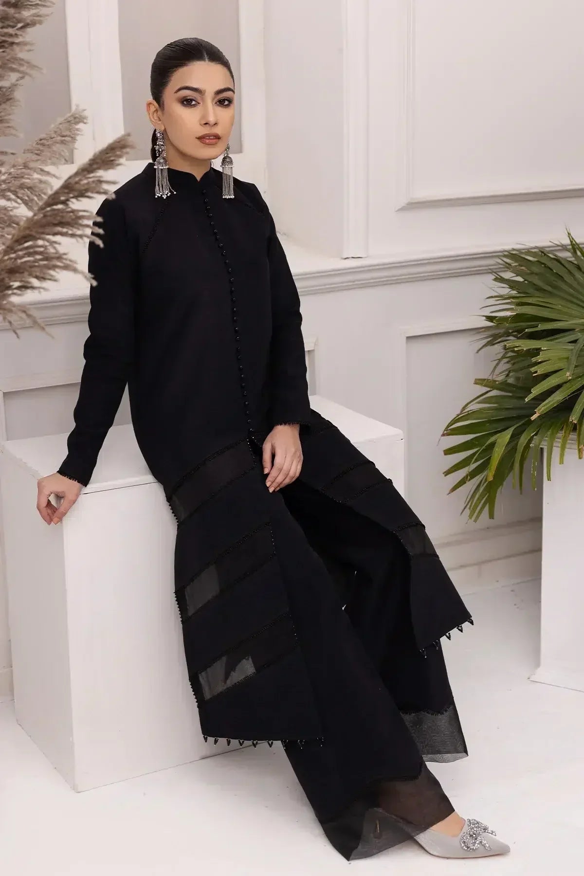 Alizeh | Formals Collection | Black Dress 3 piece - RTW1004 - by - Libasekhas UK - Registered Vendor of : Alizeh - 100% Original Designer Dresss