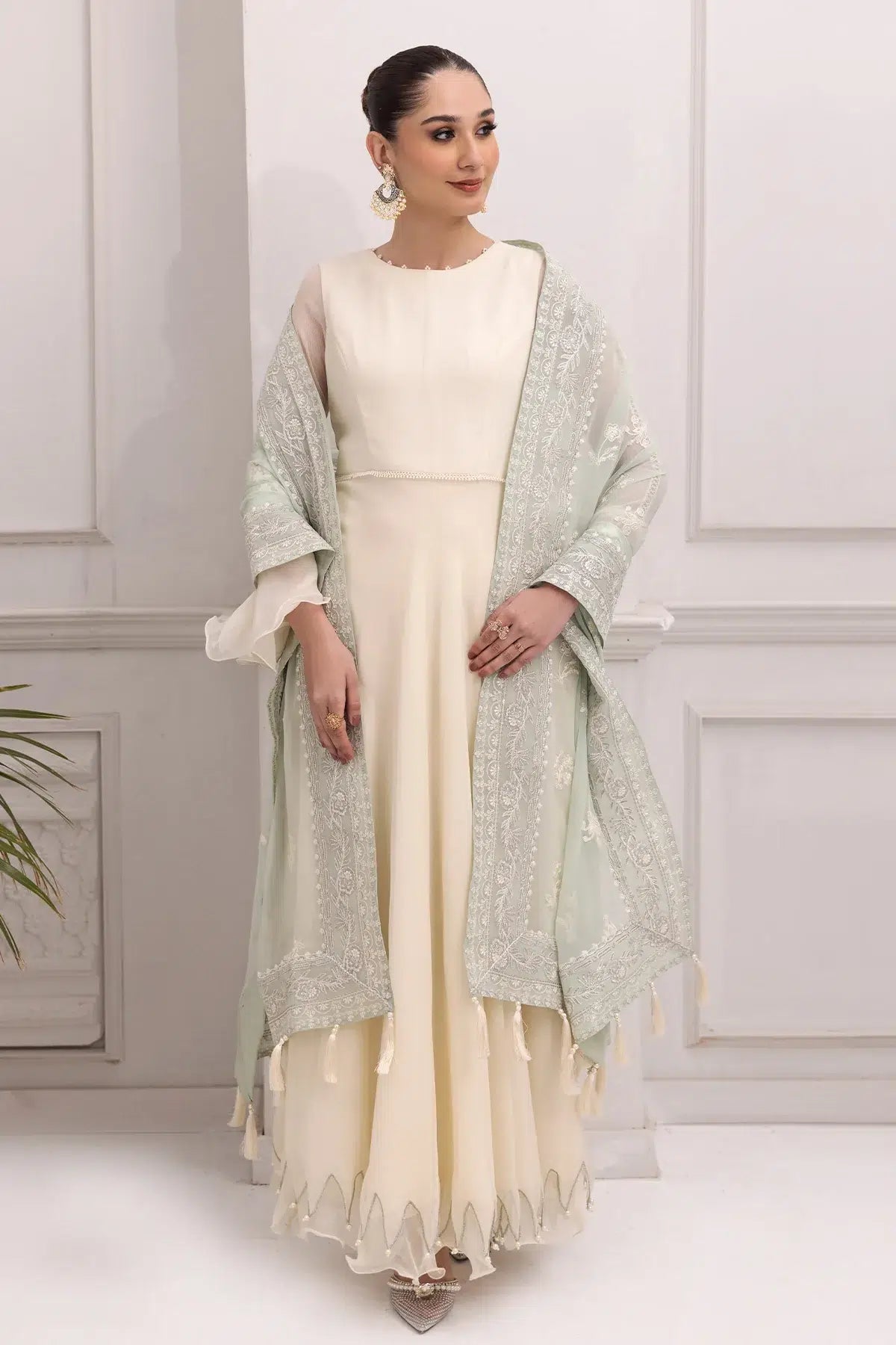 Alizeh | Formals Collection | Off White Dress 3 piece - RTW1007 - by - Libasekhas UK - Registered Vendor of : Alizeh - 100% Original Designer Dresss