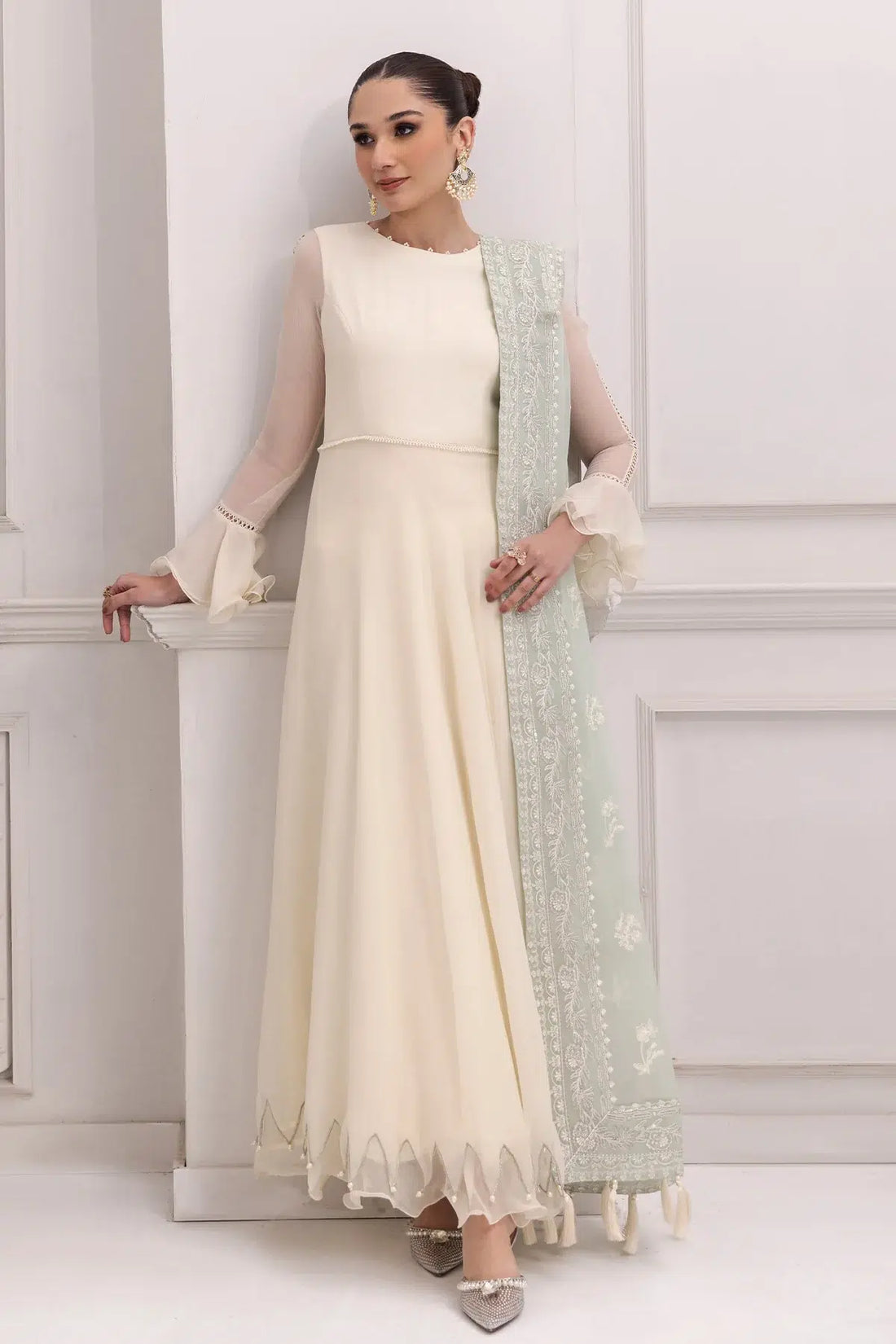 Alizeh | Formals Collection | Off White Dress 3 piece - RTW1007 - by - Libasekhas UK - Registered Vendor of : Alizeh - 100% Original Designer Dresss