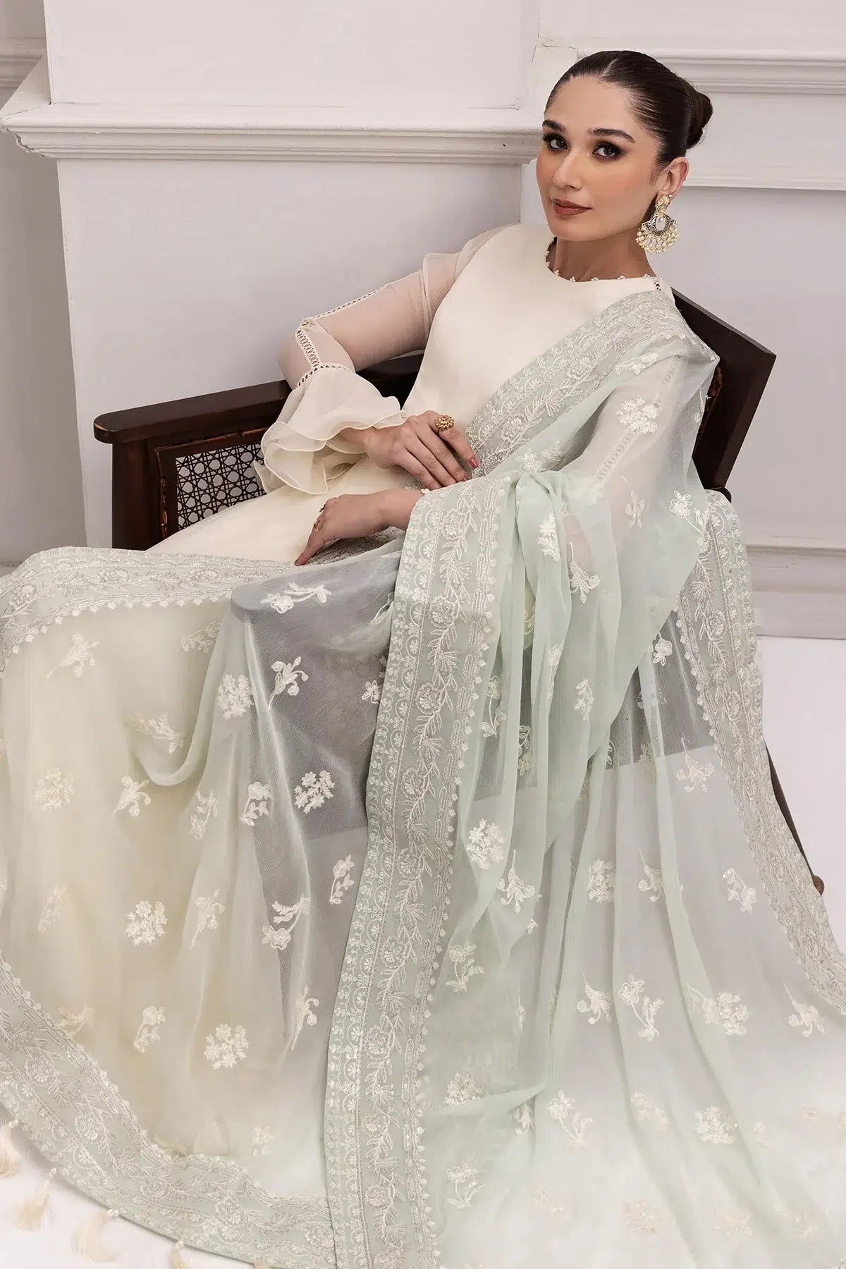 Alizeh | Formals Collection | Off White Dress 3 piece - RTW1007 - by - Libasekhas UK - Registered Vendor of : Alizeh - 100% Original Designer Dresss