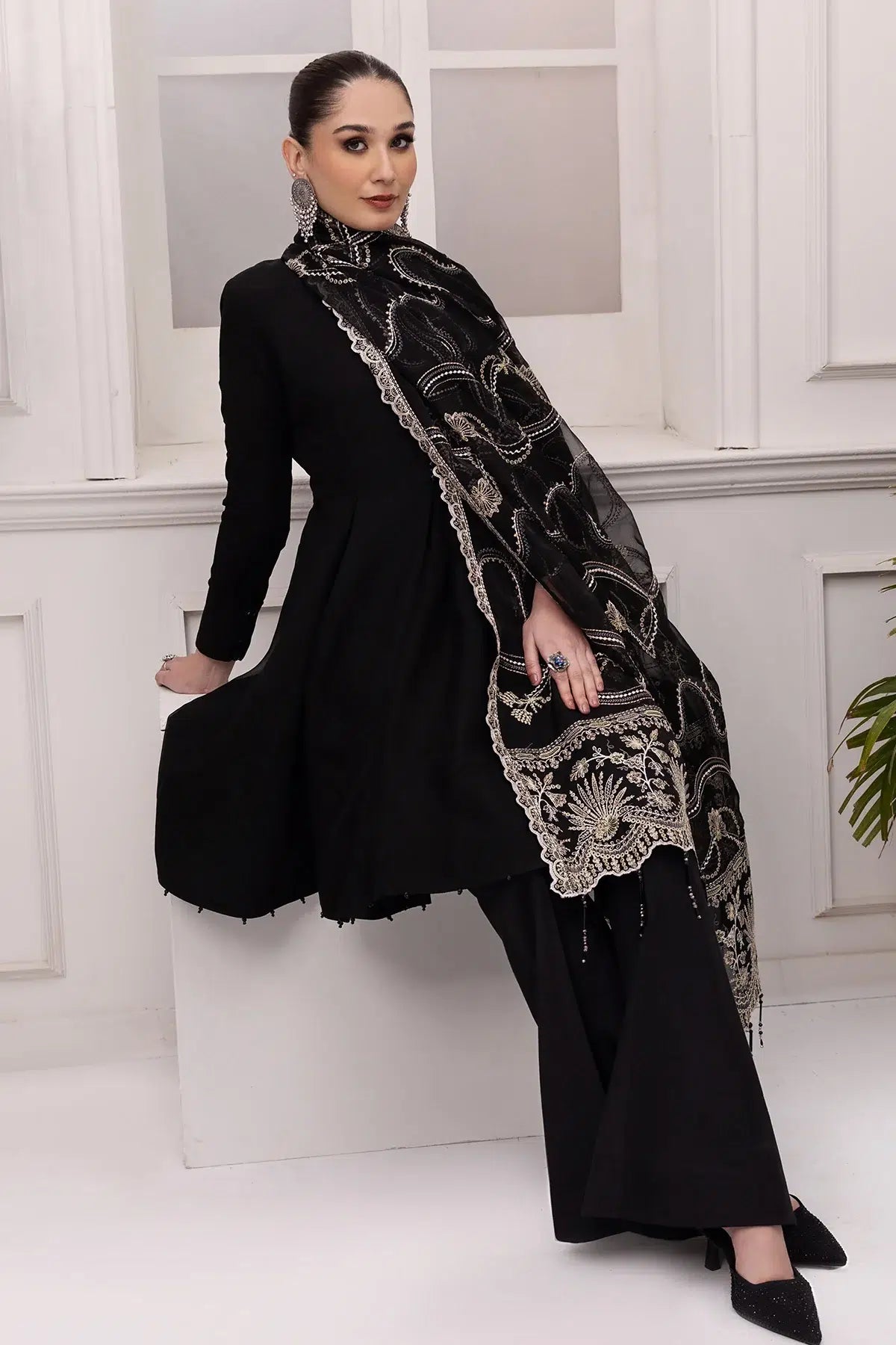 Alizeh | Formals Collection | Black Dress 3 piece - RTW1008 - by - Libasekhas UK - Registered Vendor of : Alizeh - 100% Original Designer Dresss