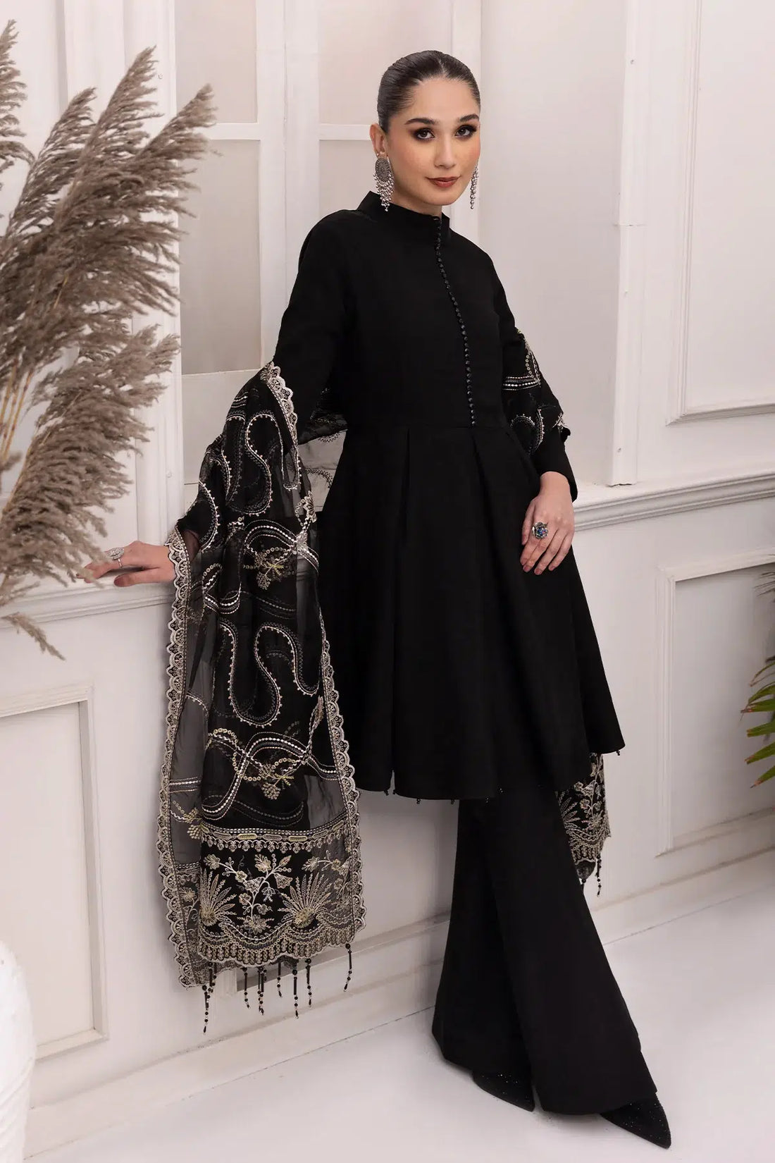 Alizeh | Formals Collection | Black Dress 3 piece - RTW1008 - by - Libasekhas UK - Registered Vendor of : Alizeh - 100% Original Designer Dresss