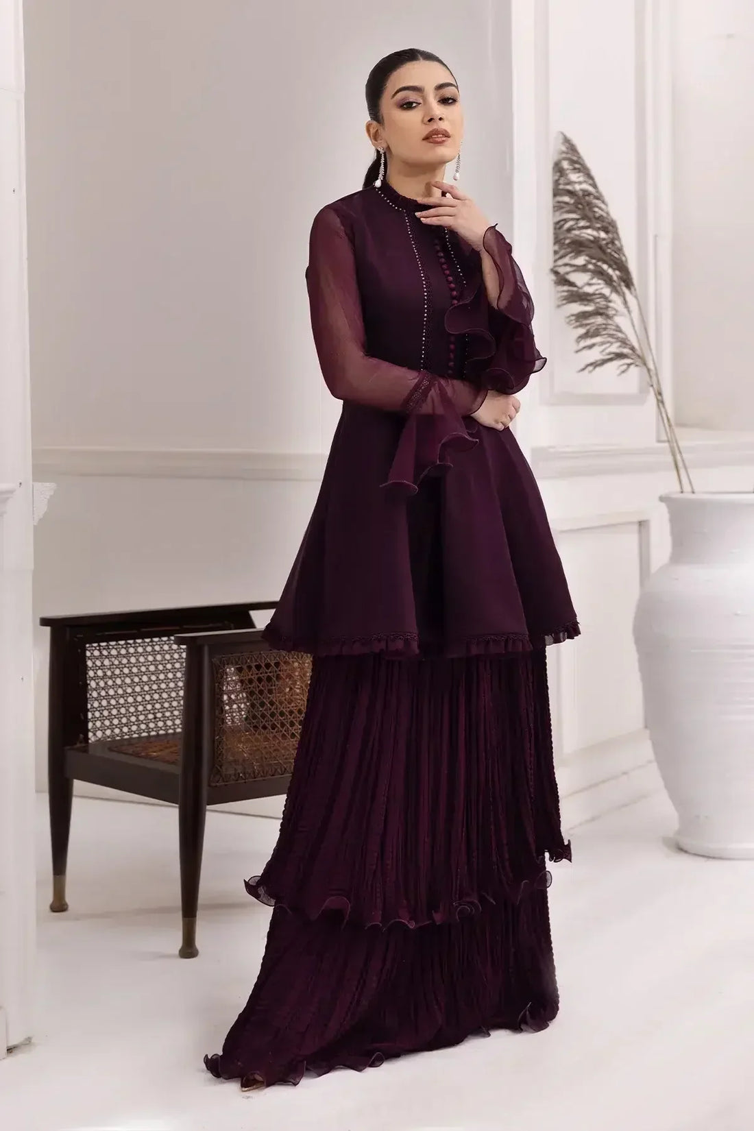 Alizeh | Formals Collection | Purple Frock 2 piece - RTW1001 - by - Libasekhas UK - Registered Vendor of : Alizeh - 100% Original Designer Dresss