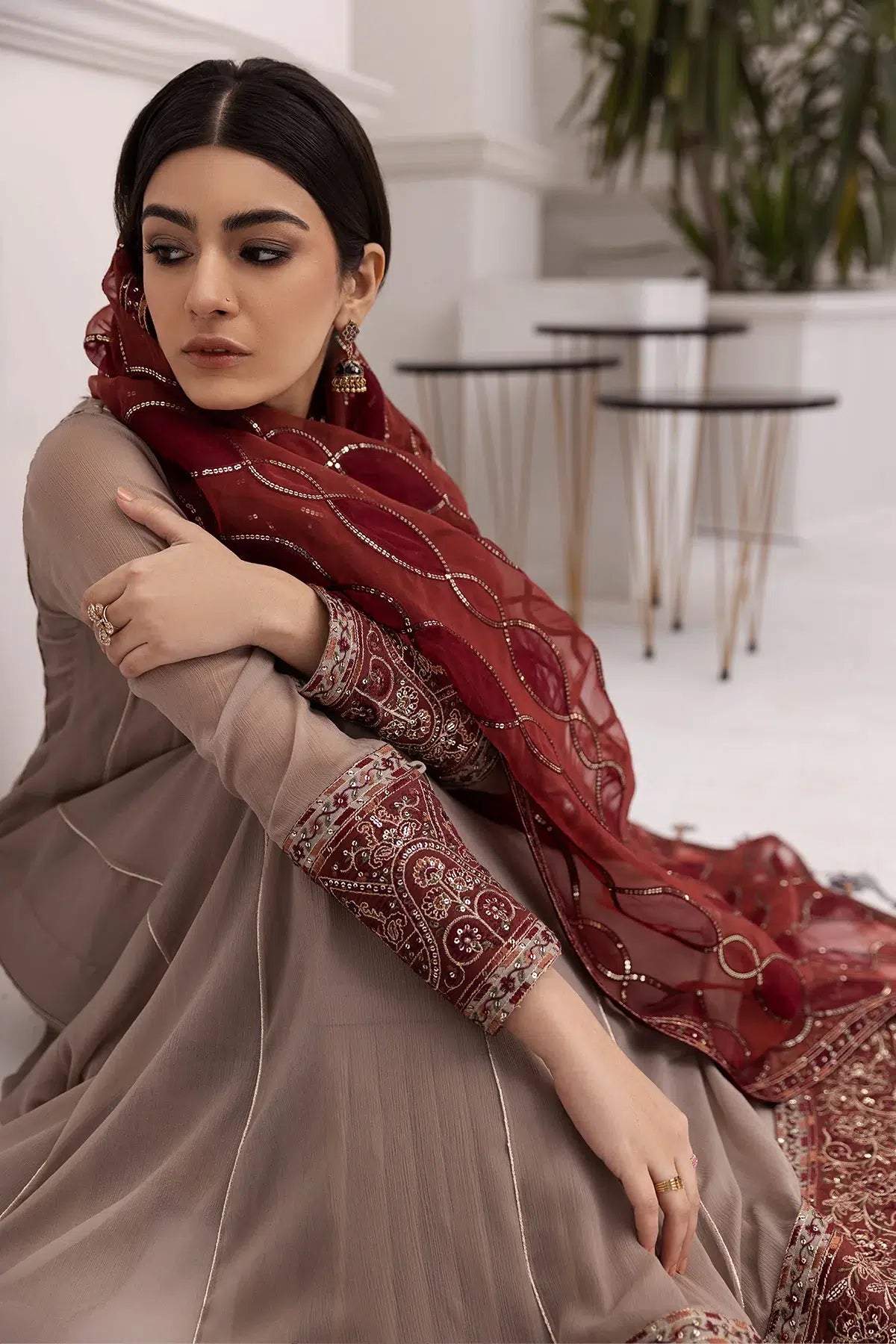 Alizeh | Formals Collection | Beige Dress 3 piece - RTW1010 - by - Libasekhas UK - Registered Vendor of : Alizeh - 100% Original Designer Dresss