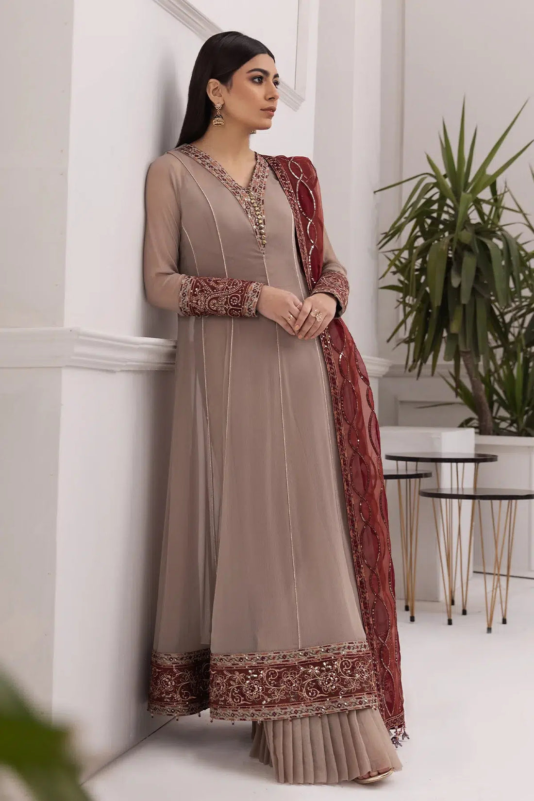 Alizeh | Formals Collection | Beige Dress 3 piece - RTW1010 - by - Libasekhas UK - Registered Vendor of : Alizeh - 100% Original Designer Dresss