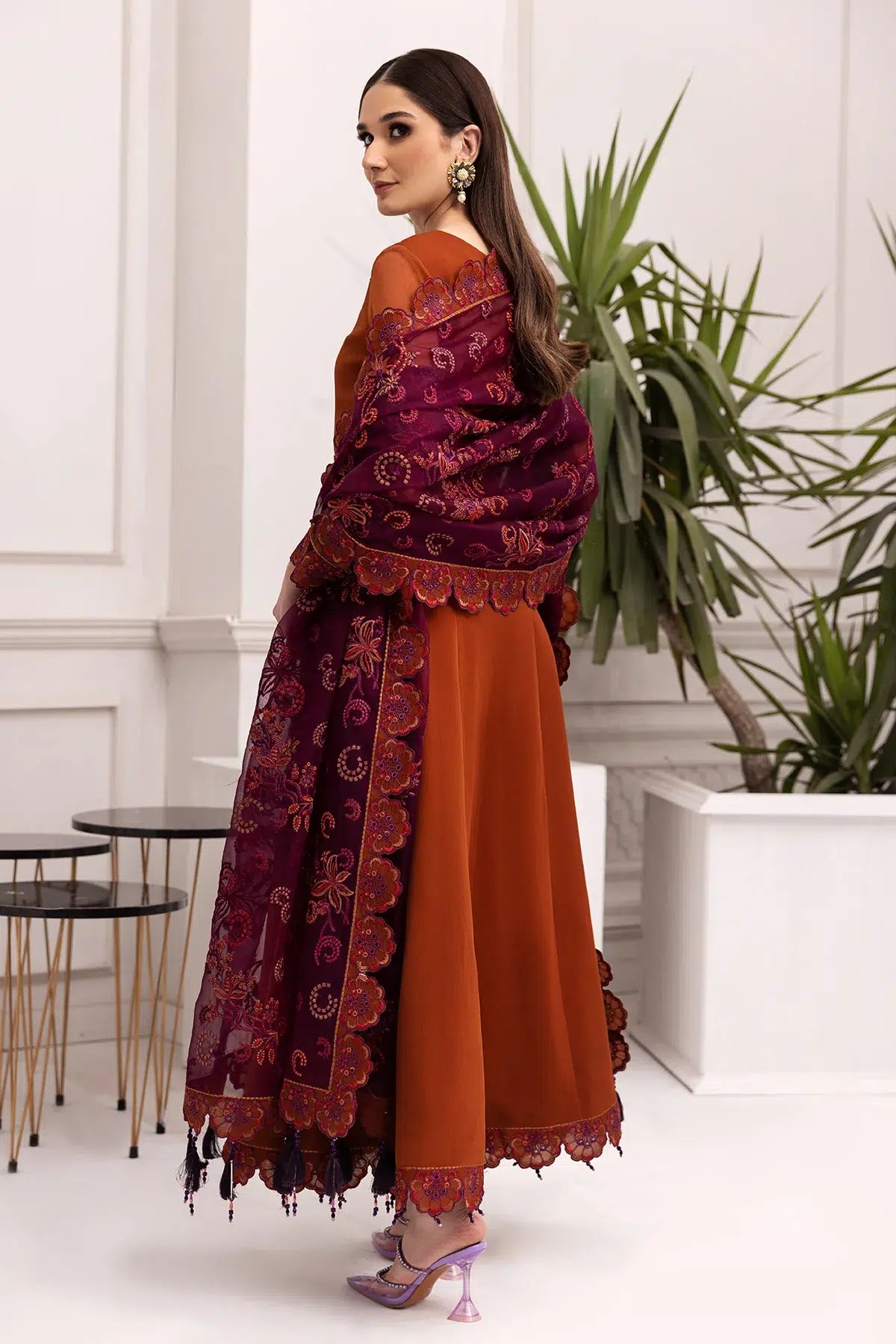 Alizeh | Formals Collection | Rust Dress 3 piece - RTW1011 - by - Libasekhas UK - Registered Vendor of : Alizeh - 100% Original Designer Dresss