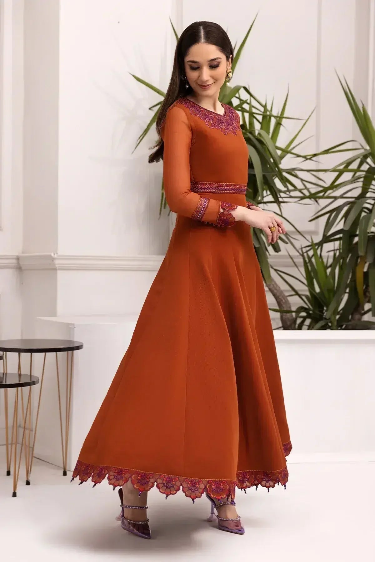 Alizeh | Formals Collection | Rust Dress 3 piece - RTW1011 - by - Libasekhas UK - Registered Vendor of : Alizeh - 100% Original Designer Dresss
