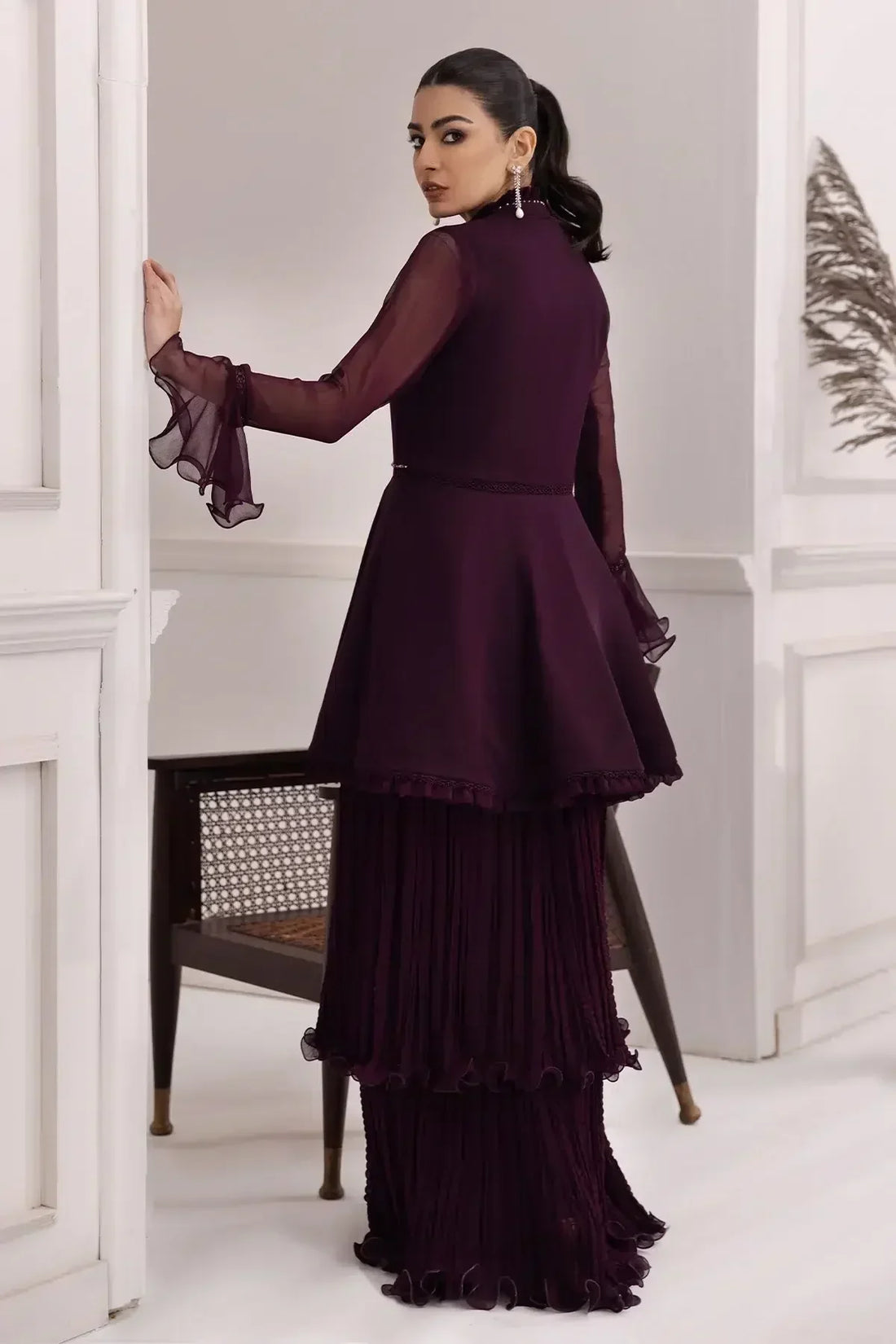 Alizeh | Formals Collection | Purple Frock 2 piece - RTW1001 - by - Libasekhas UK - Registered Vendor of : Alizeh - 100% Original Designer Dresss