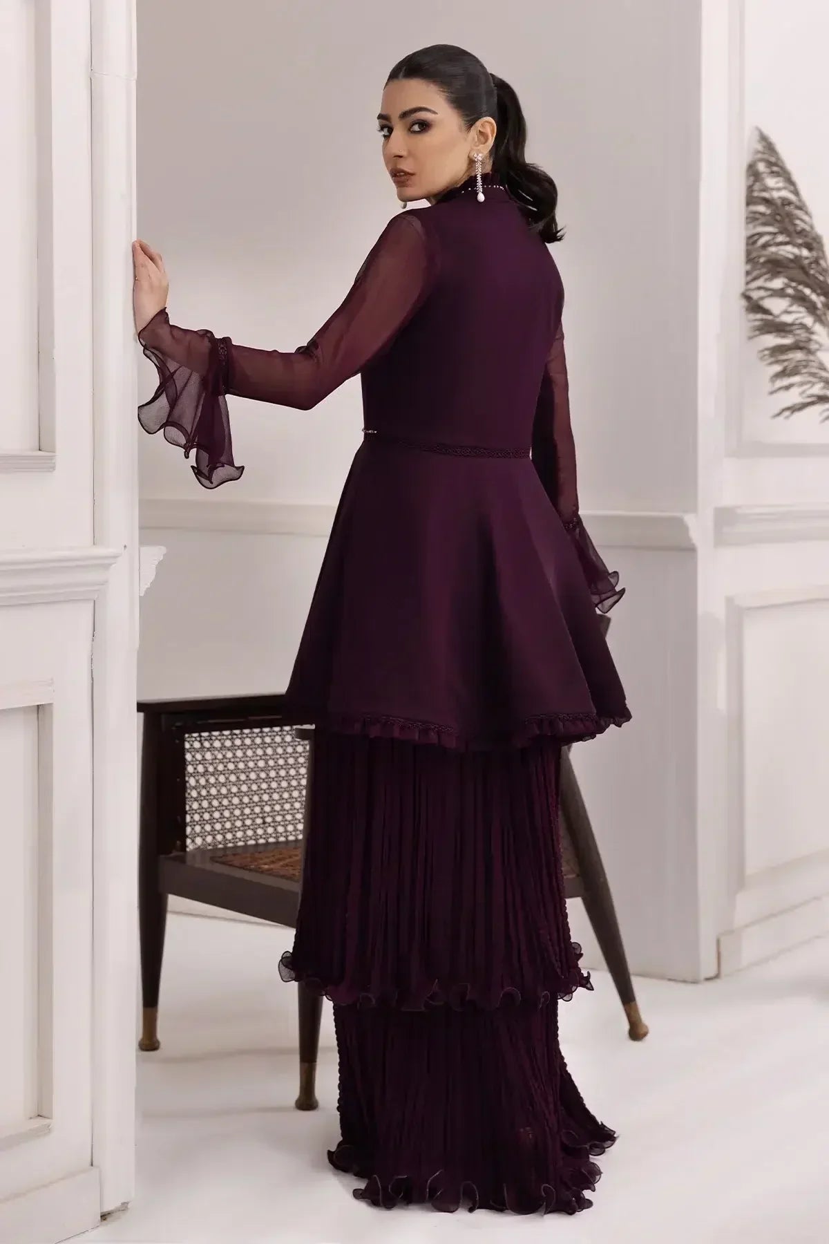 Alizeh | Formals Collection | Purple Frock 2 piece - RTW1001 - by - Libasekhas UK - Registered Vendor of : Alizeh - 100% Original Designer Dresss