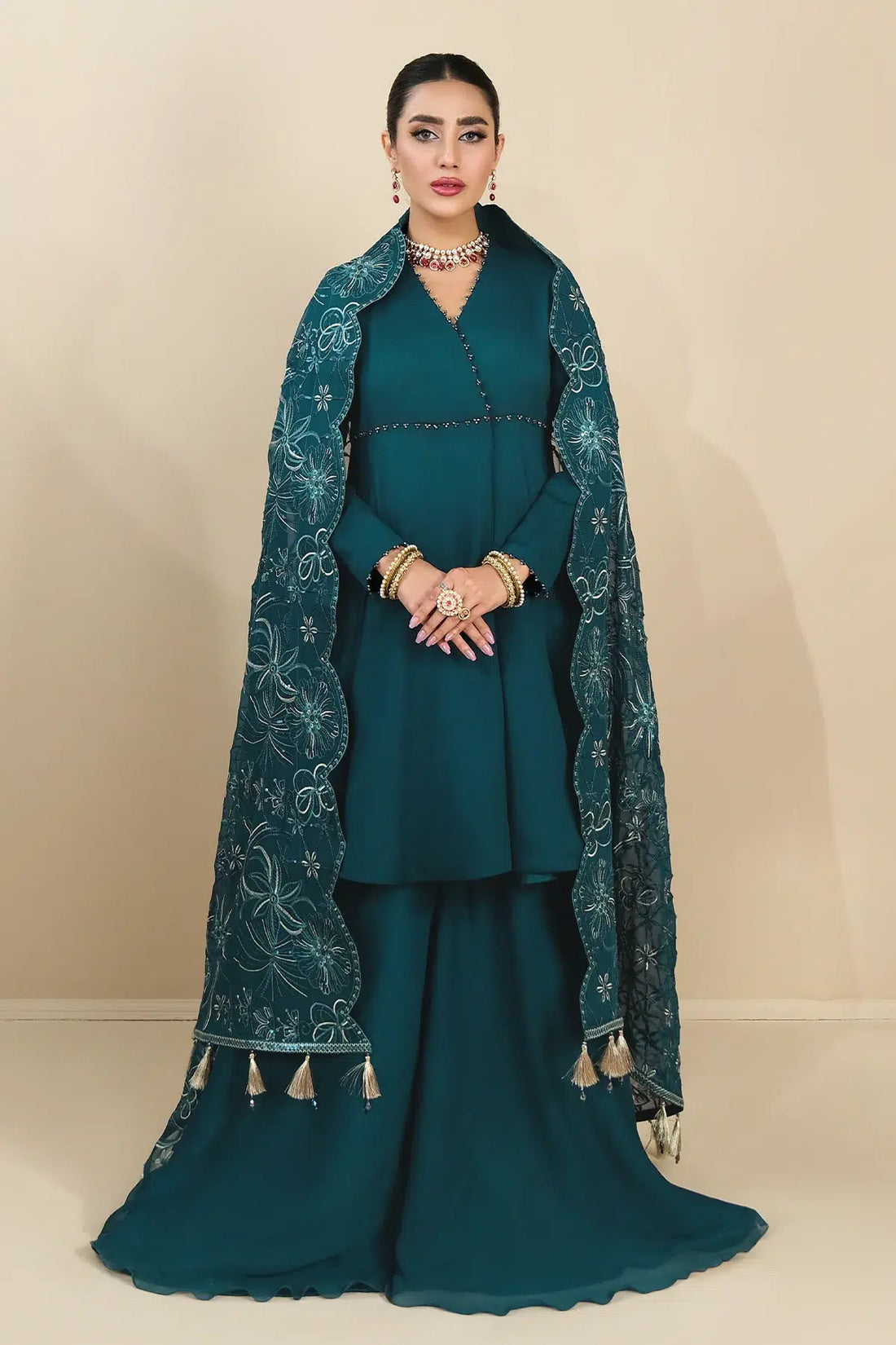 Alizeh | Formals Collection | Sea Green Peplum 3 piece - RTW1015 - by - Libasekhas UK - Registered Vendor of : Alizeh - 100% Original Designer Dresss