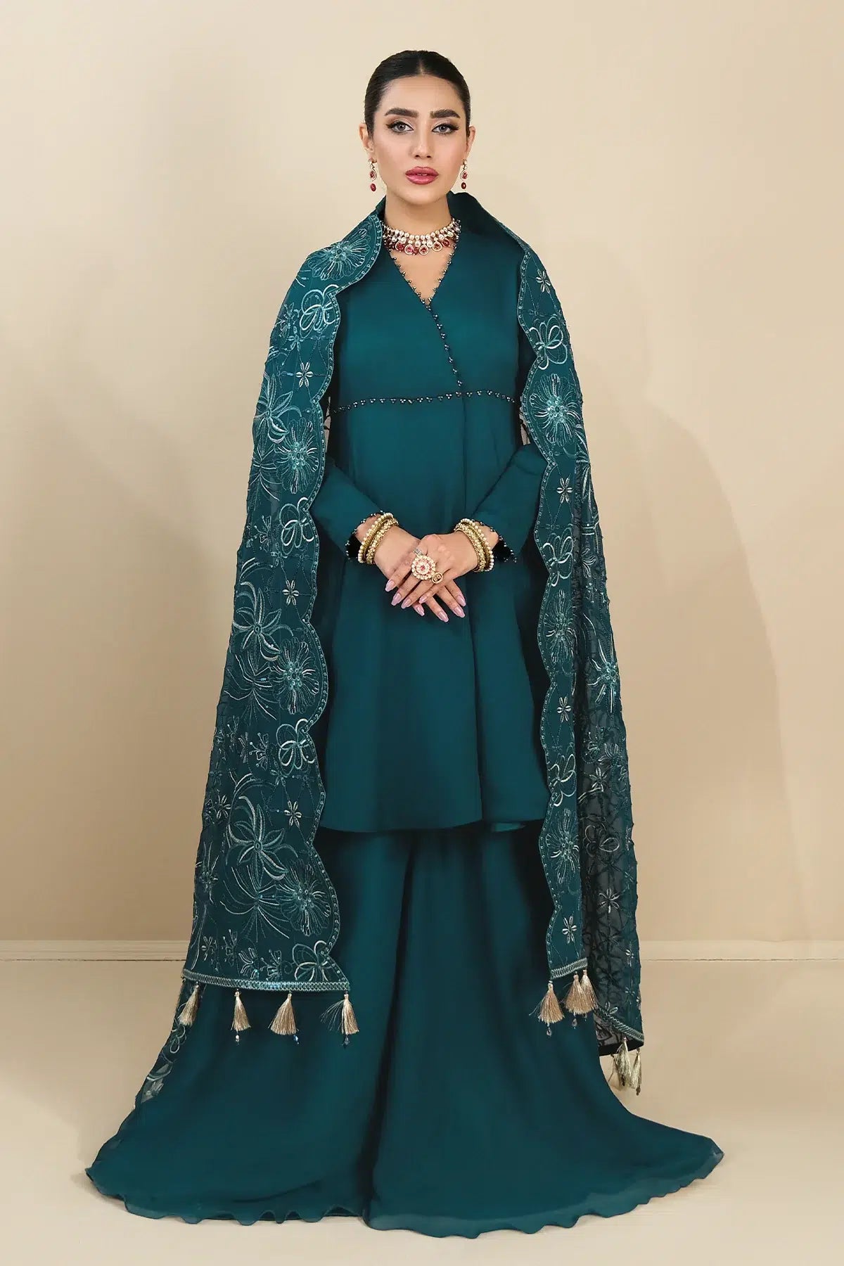 Alizeh | Formals Collection | Sea Green Peplum 3 piece - RTW1015 - by - Libasekhas UK - Registered Vendor of : Alizeh - 100% Original Designer Dresss