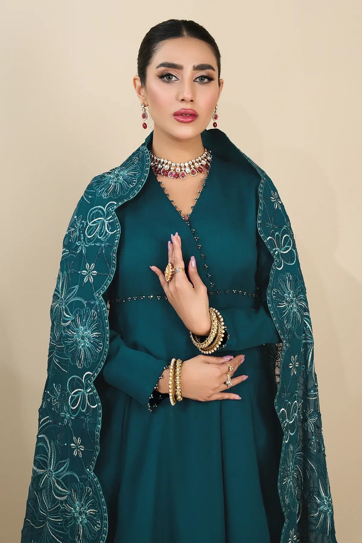 Alizeh | Formals Collection | Sea Green Peplum 3 piece - RTW1015 - by - Libasekhas UK - Registered Vendor of : Alizeh - 100% Original Designer Dresss