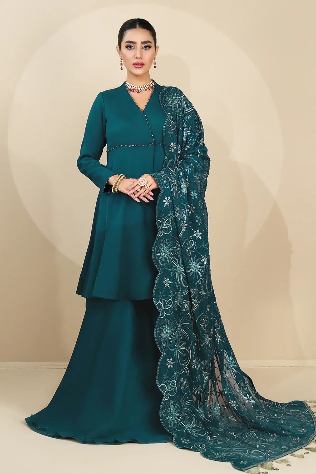 Alizeh | Formals Collection | Sea Green Peplum 3 piece - RTW1015 - by - Libasekhas UK - Registered Vendor of : Alizeh - 100% Original Designer Dresss