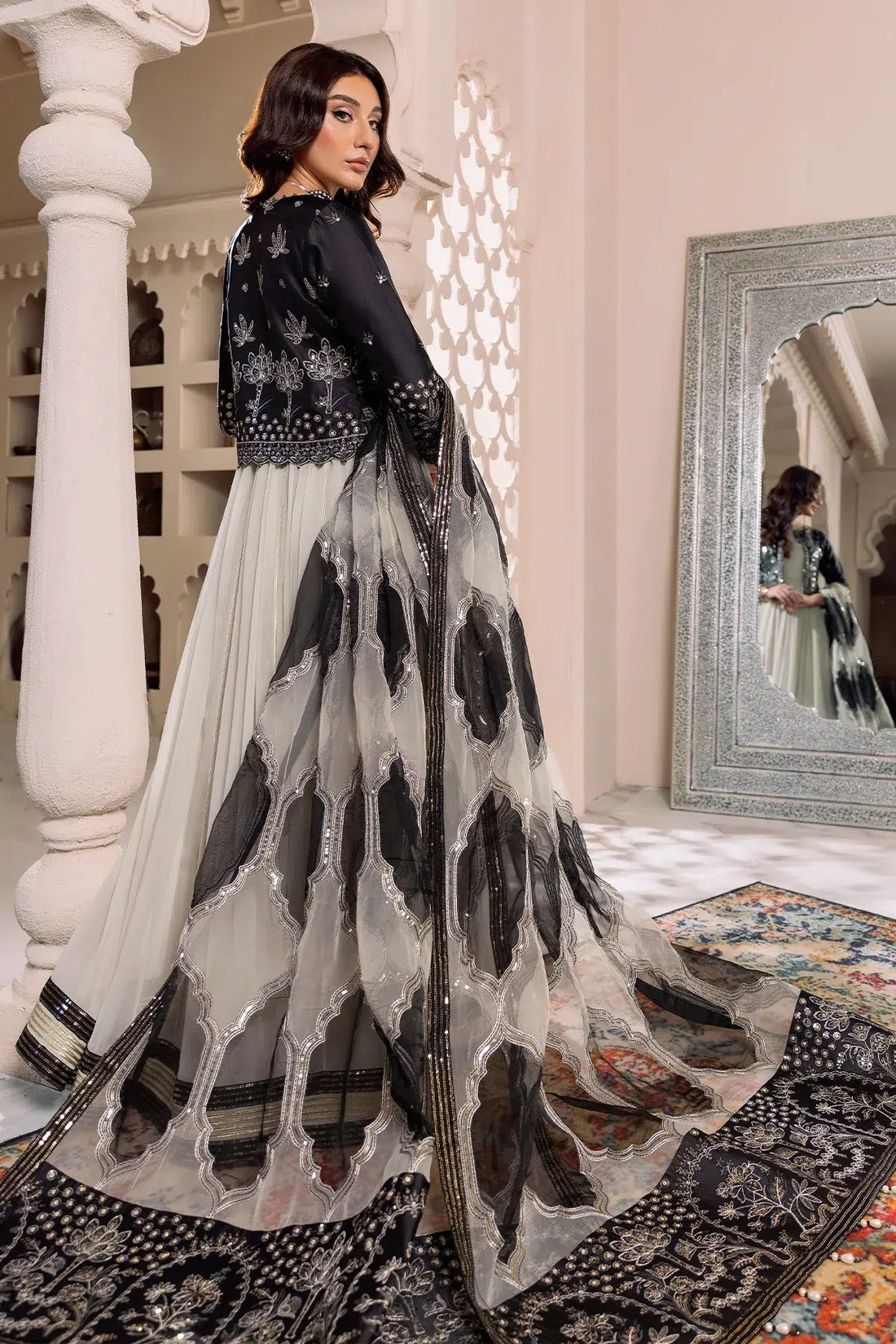 Alizeh | Formals Collection | Offwhite Black 4 piece - RTW1016 - by - Libasekhas UK - Registered Vendor of : Alizeh - 100% Original Designer Dresss