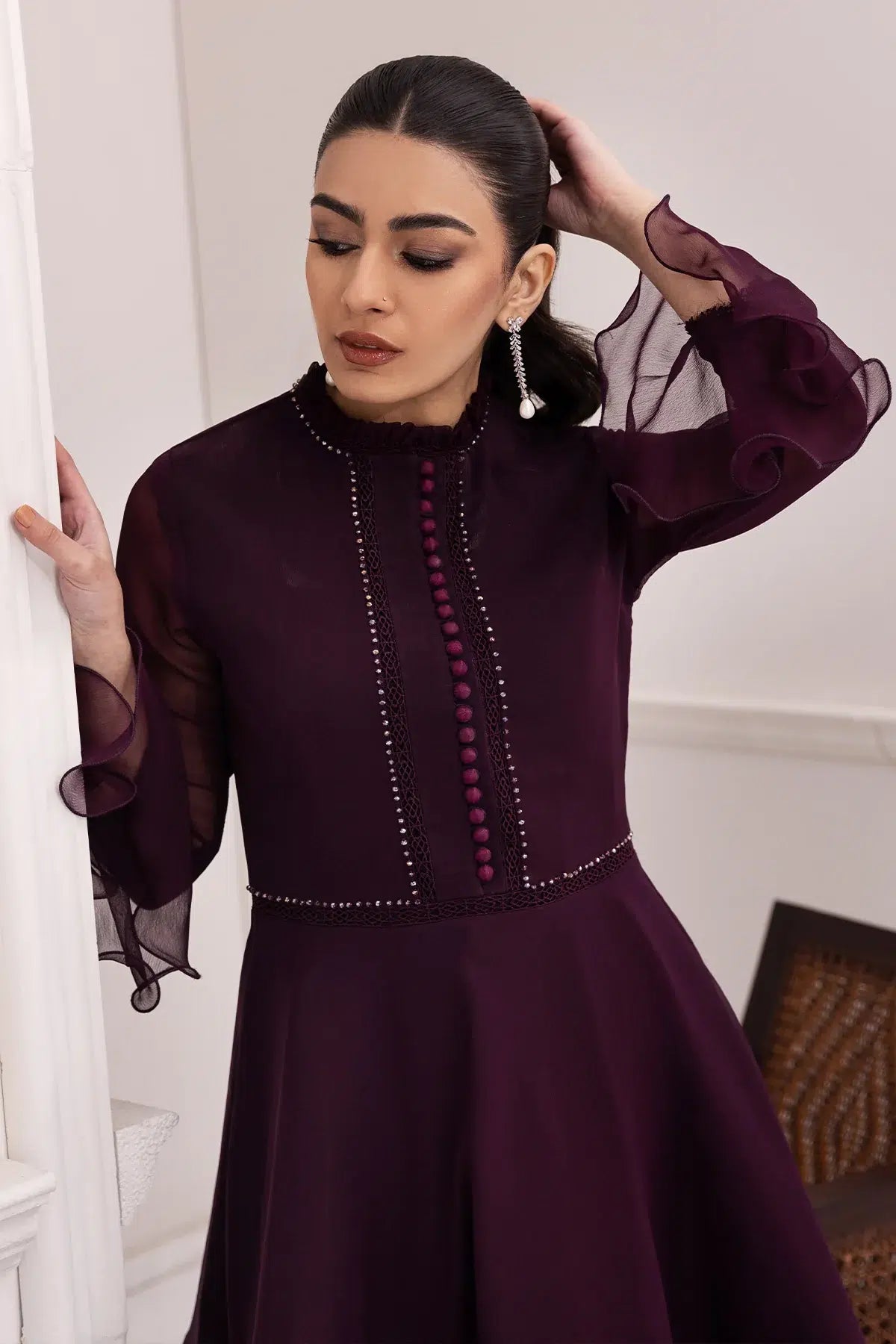 Alizeh | Formals Collection | Purple Frock 2 piece - RTW1001 - by - Libasekhas UK - Registered Vendor of : Alizeh - 100% Original Designer Dresss