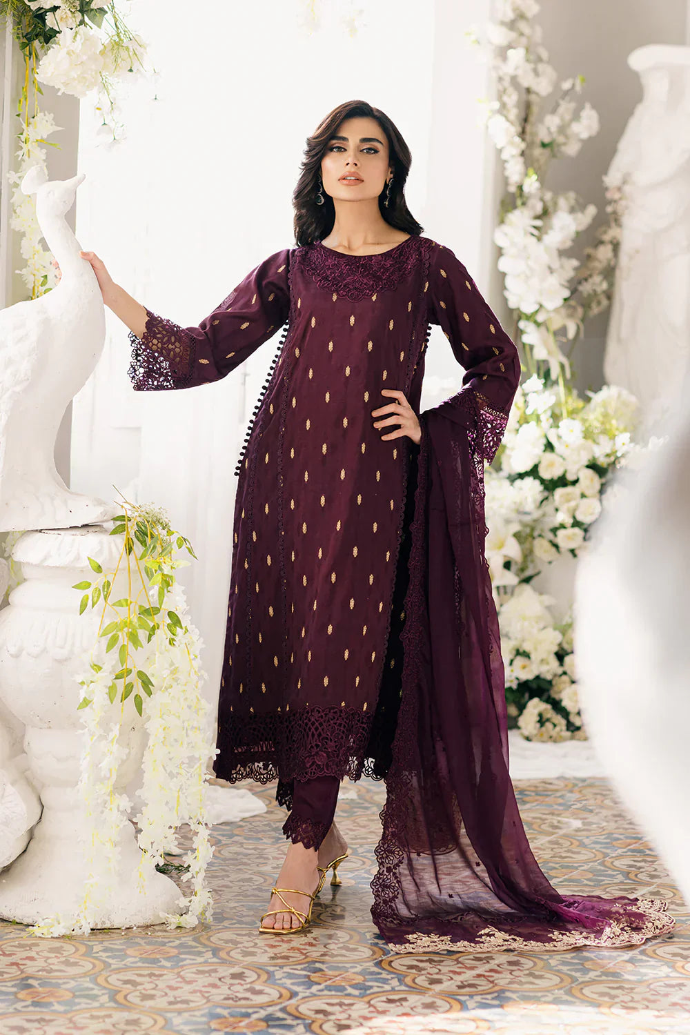 Azure | Ensembles Embroidered Formals | Almandine - by - Libasekhas UK - Registered Vendor of : Azure - 100% Original Designer Dresss