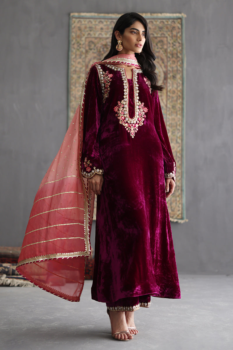 Sana Abbas | Velvet Formals | AMETHYST - by - Libasekhas UK - Registered Vendor of : Sana Abbas - 100% Original Designer Dresss