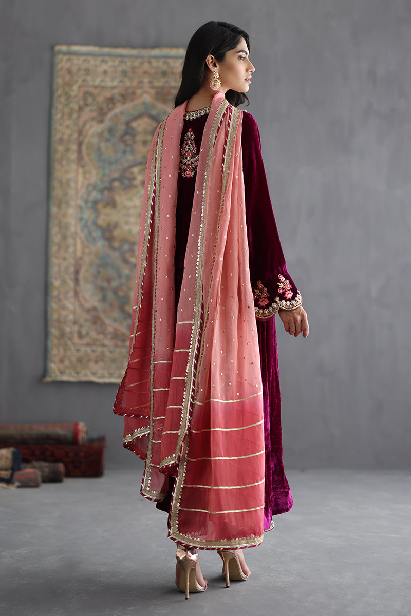 Sana Abbas | Velvet Formals | AMETHYST - by - Libasekhas UK - Registered Vendor of : Sana Abbas - 100% Original Designer Dresss
