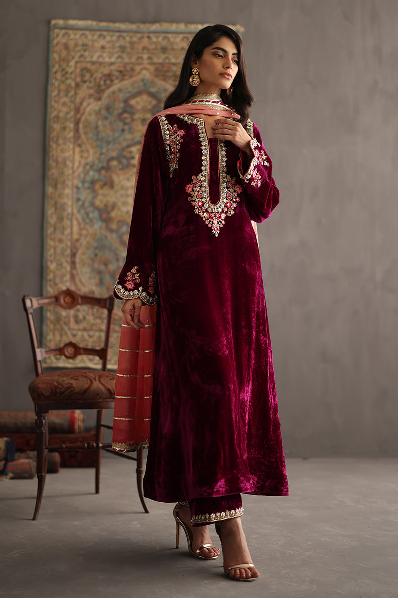 Sana Abbas | Velvet Formals | AMETHYST - by - Libasekhas UK - Registered Vendor of : Sana Abbas - 100% Original Designer Dresss