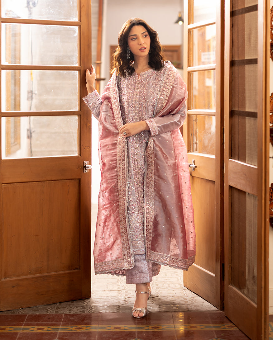 Mushq | Sunehri Lama Silk | Anoushay - by Libasekhas UK - Registered Vendor of : Mushq - 100% Original Designer Dress