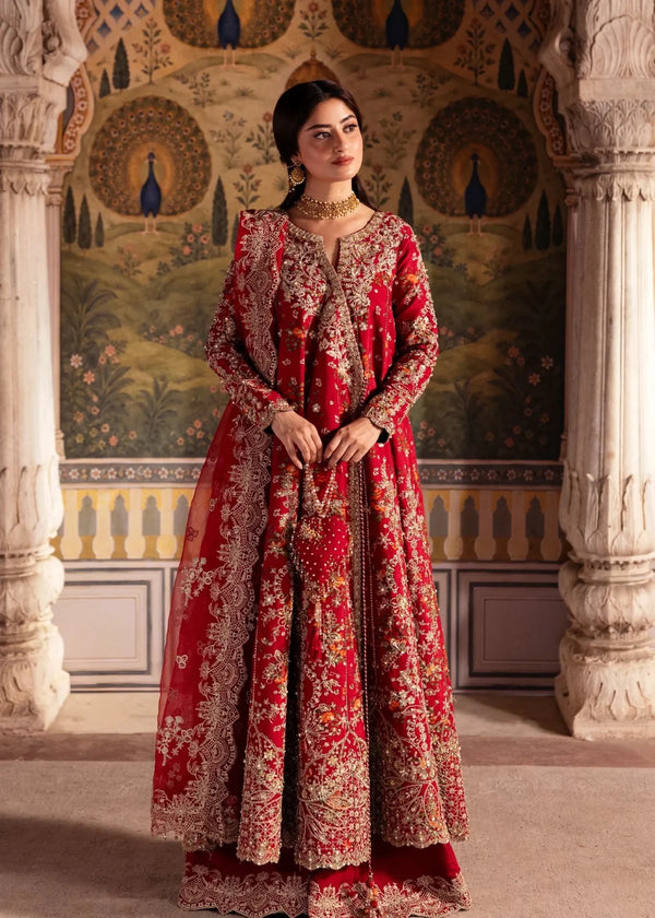 Kanwal Malik| Maahi-Festive Unstitched'26 |Red Angrakha & Bottom -Zarminy