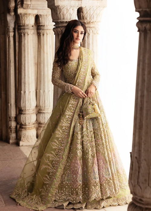 Kanwal Malik| Maahi-Festive Unstitched'26 | Olive Green Pishwas & Lehnga - Nayab