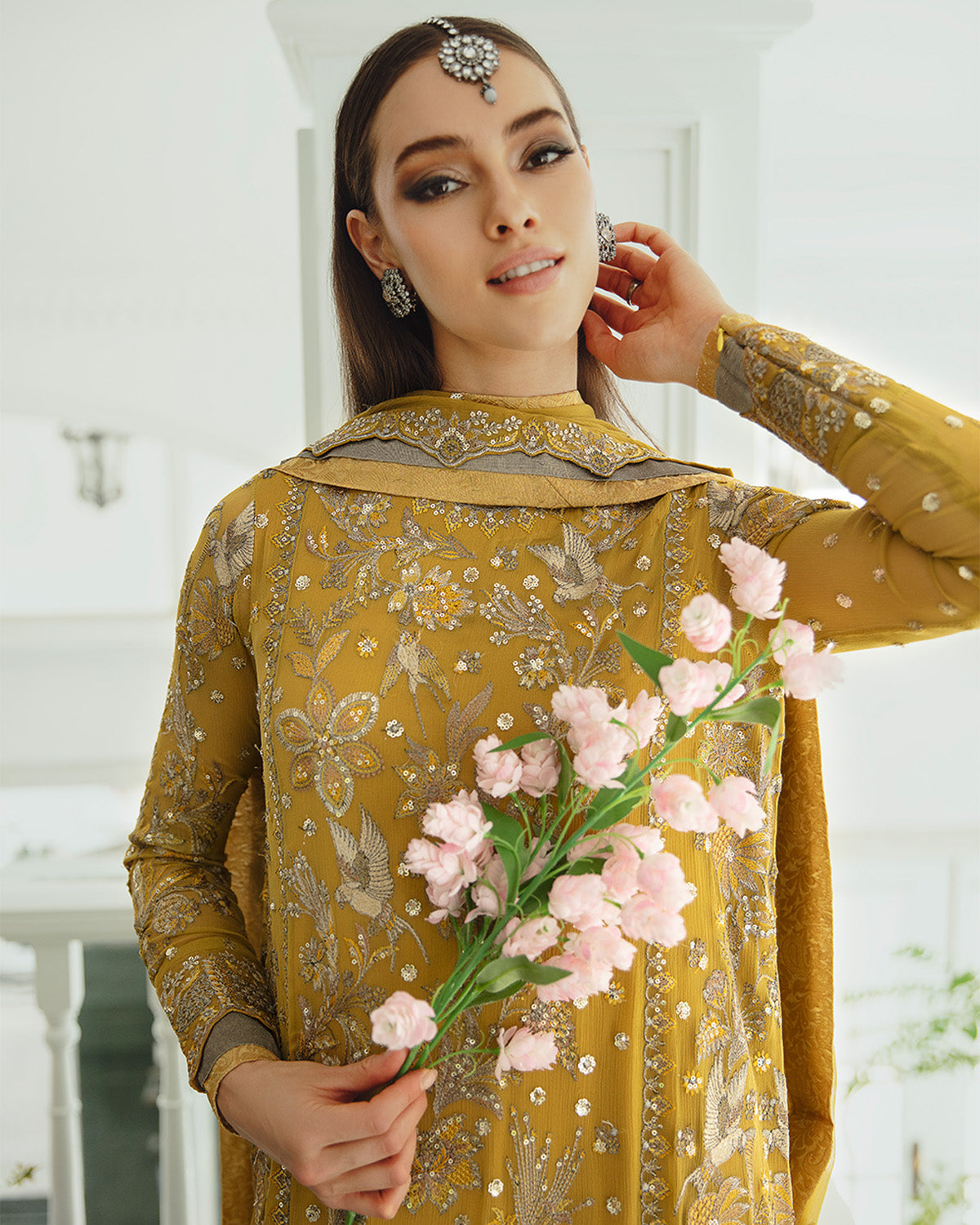 Maryum n Maria | Freesia Ariya Formals | SW23-510 - Ocher - Laleh - by - Libasekhas UK - Registered Vendor of : Maryam N Maria - 100% Original Designer Dresss