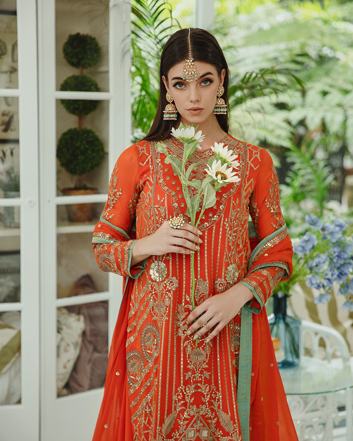 Maryum n Maria | Freesia Ariya Formals | SW23-509 - Tiger Orange - Mina - by - Libasekhas UK - Registered Vendor of : Maryam N Maria - 100% Original Designer Dresss