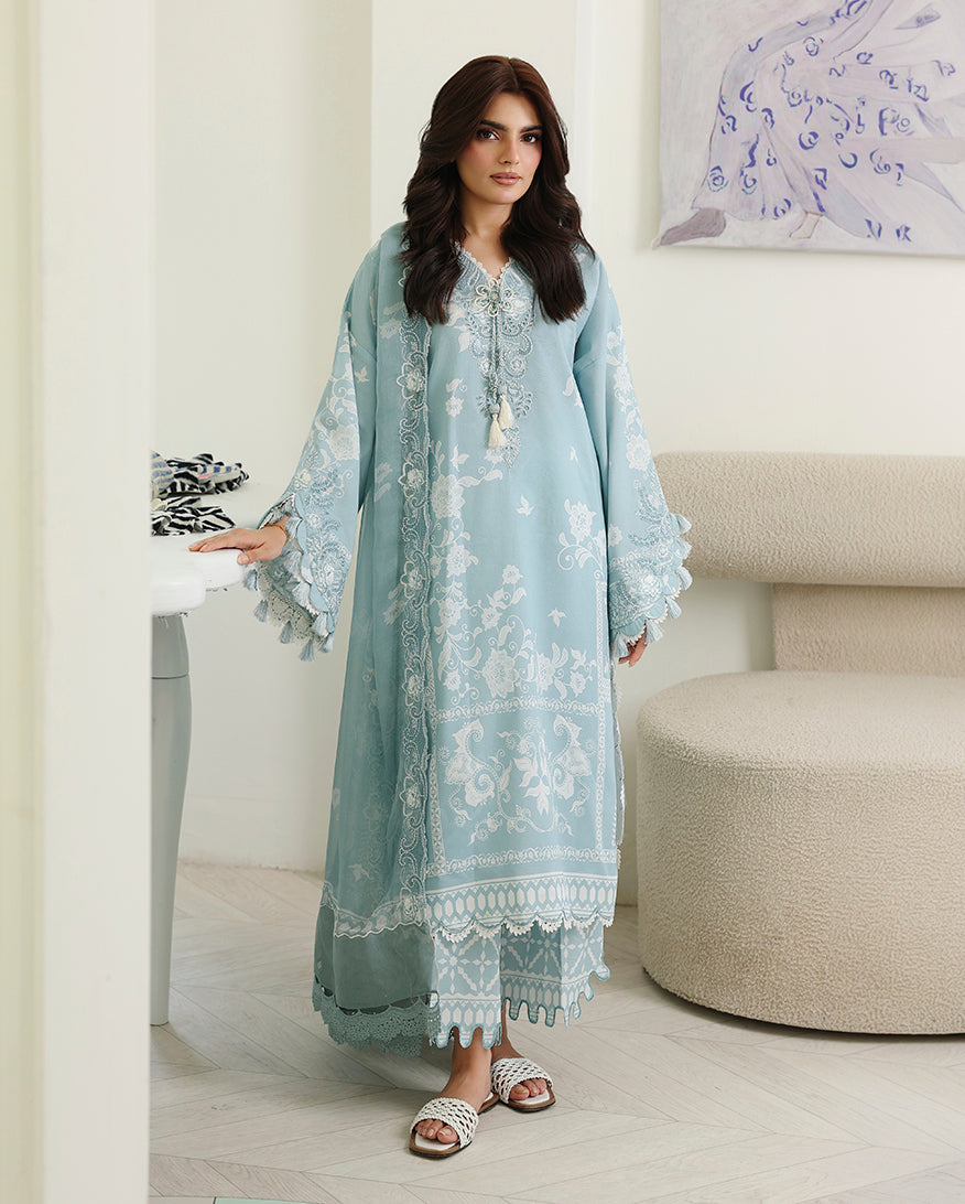 Roheenaz | Petals in Print | Azure Botanica - by Libasekhas UK - Registered Vendor of : Roheenaz - 100% Original Designer Dress