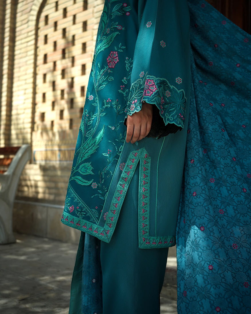 Mushq | Bukhara Winter Edit | Azure Courtyard - by Libasekhas UK - Registered Vendor of : Mushq - 100% Original Designer Dress