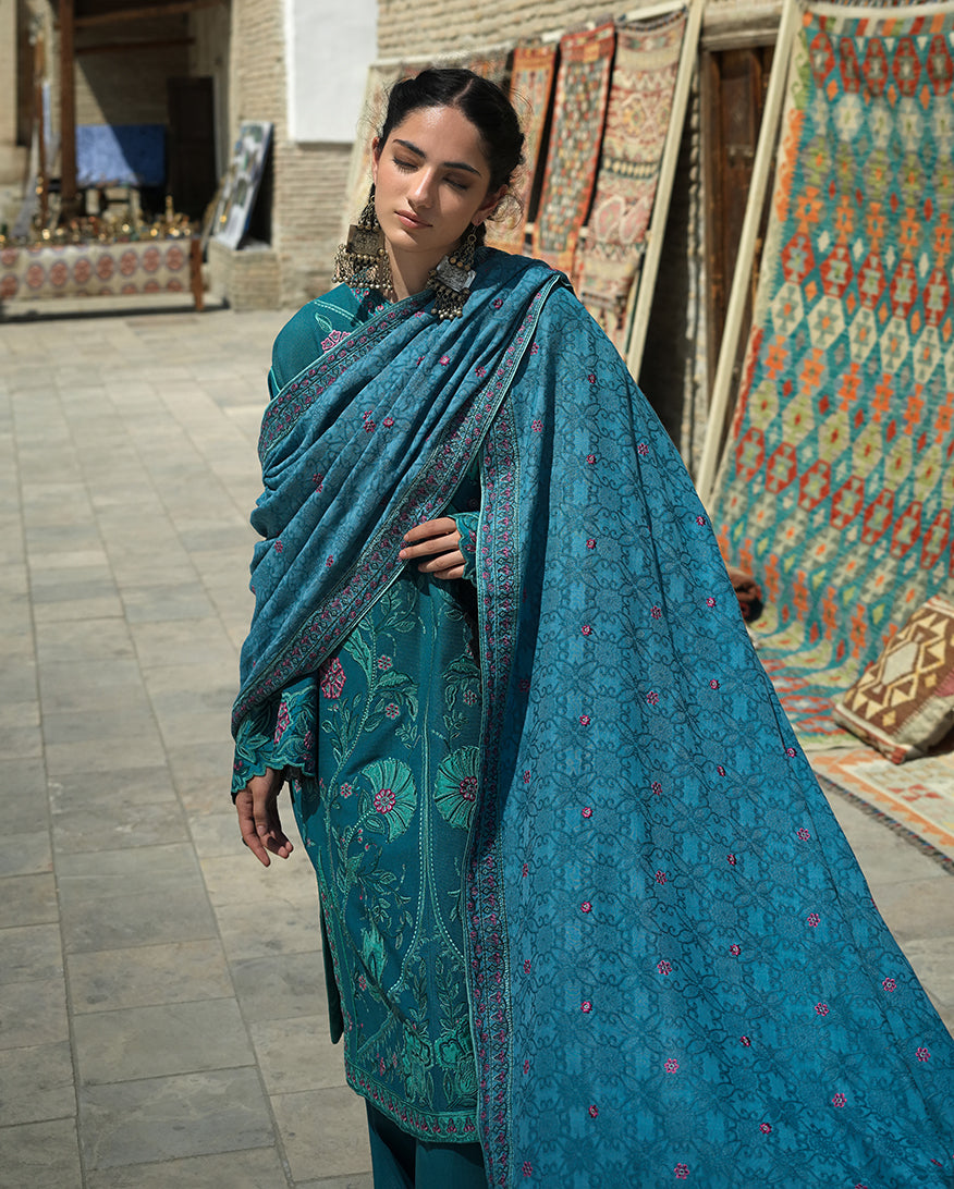 Mushq | Bukhara Winter Edit | Azure Courtyard - by Libasekhas UK - Registered Vendor of : Mushq - 100% Original Designer Dress