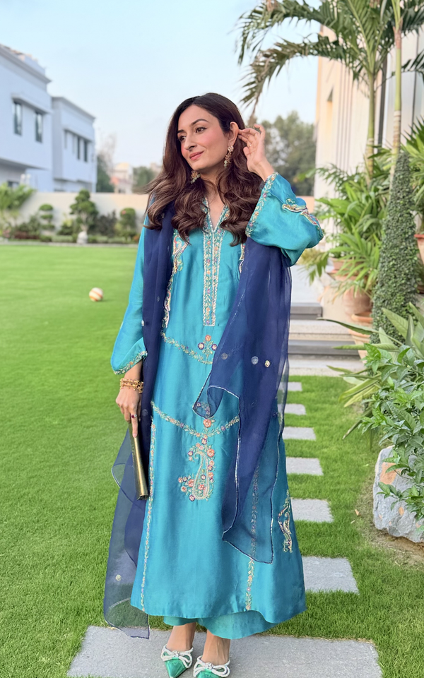Asifa and Nabeel | Silk Edit 26 | Azure Radiance - by Libasekhas UK - Registered Vendor of : Asifa and Nabeel - 100% Original Designer Dress