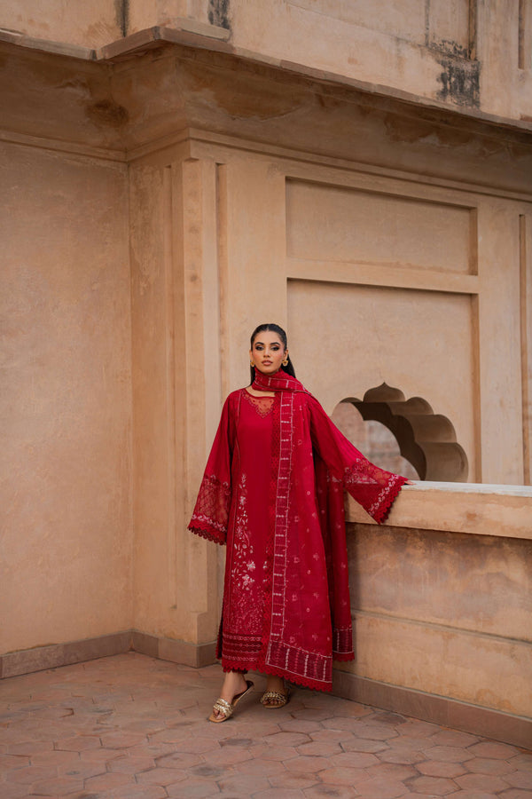 Azzal | Lawn 25 | CRIMSON - by Libasekhas UK - Registered Vendor of : Azzal - 100% Original Designer Dress