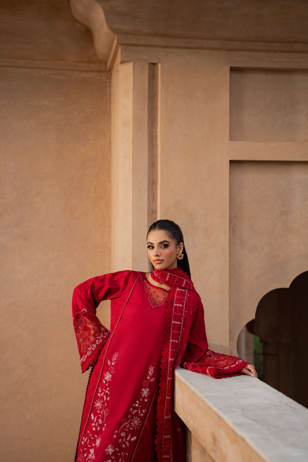 Azzal | Lawn 25 | CRIMSON - by Libasekhas UK - Registered Vendor of : Azzal - 100% Original Designer Dress
