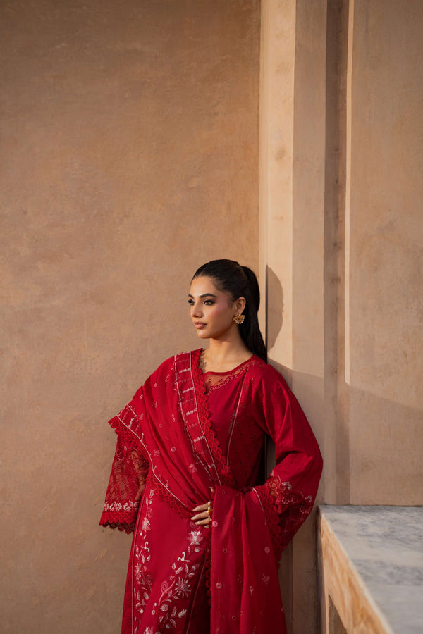 Azzal | Lawn 25 | CRIMSON - by Libasekhas UK - Registered Vendor of : Azzal - 100% Original Designer Dress
