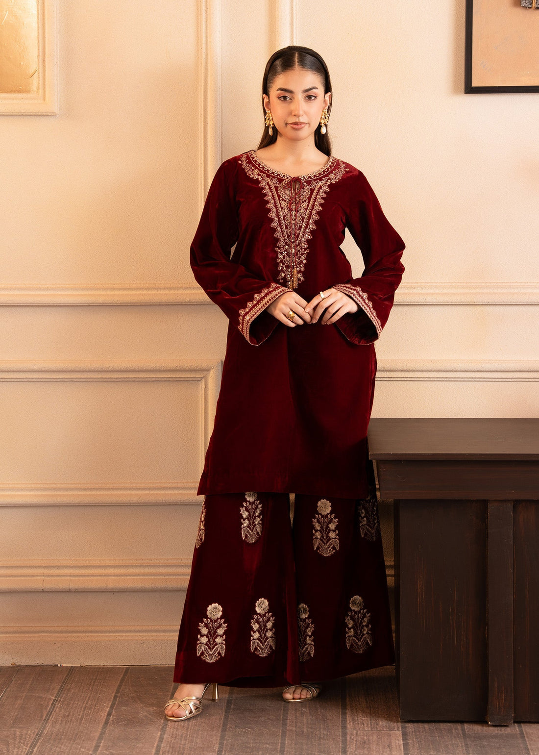 Fozia Khalid | The Velvet Rise 25 | CRIMSON GRACE - by Libasekhas UK - Registered Vendor of : Fozia Khalid - 100% Original Designer Dress