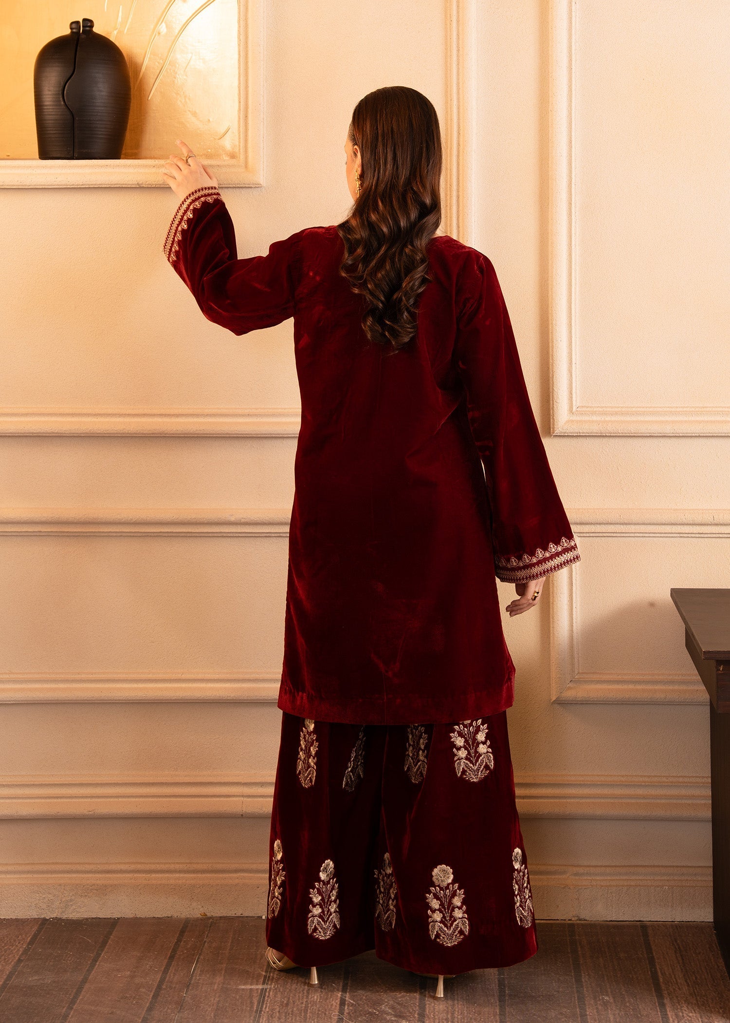 Fozia Khalid | The Velvet Rise 25 | CRIMSON GRACE - by Libasekhas UK - Registered Vendor of : Fozia Khalid - 100% Original Designer Dress