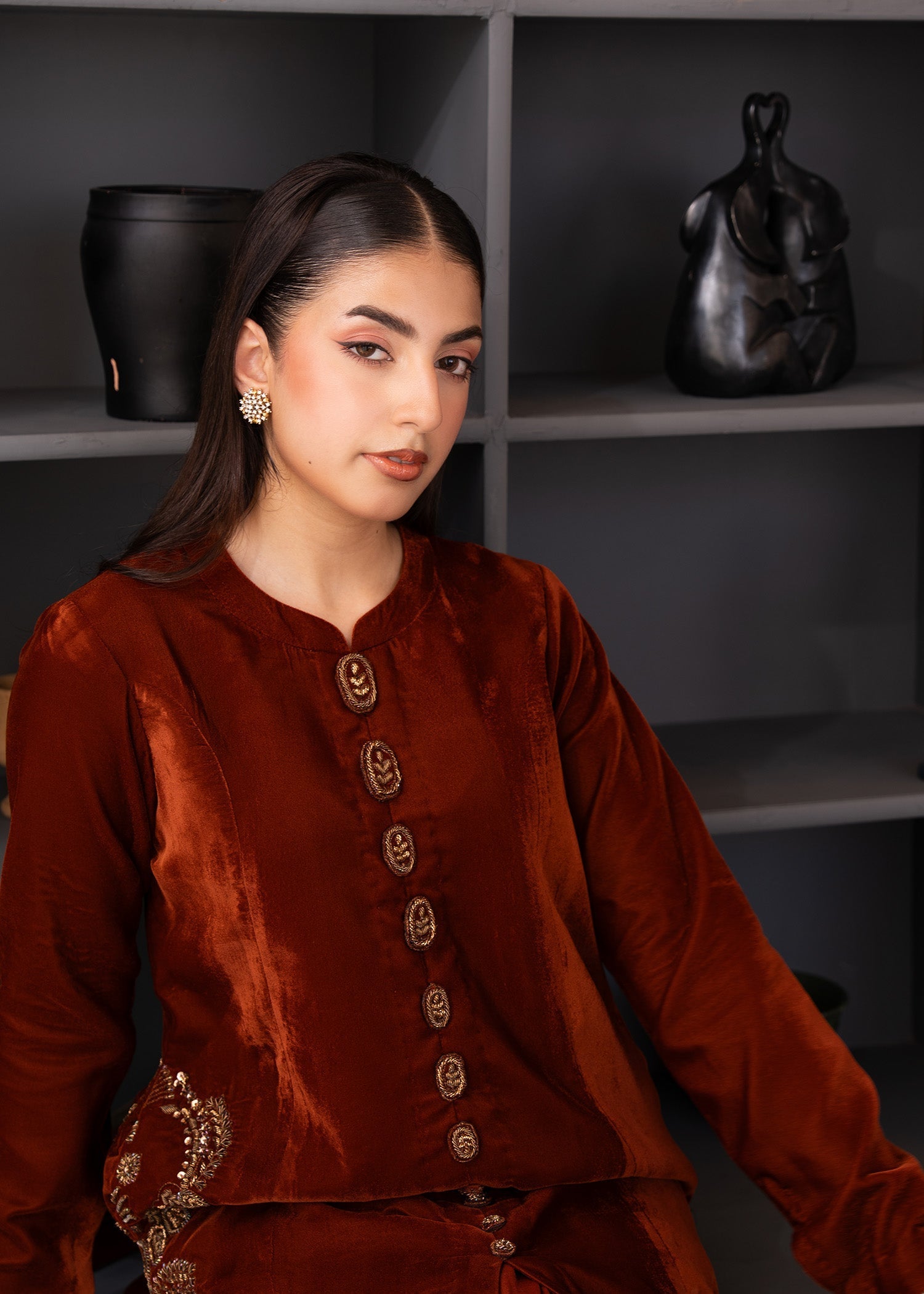 Fozia Khalid | The Velvet Rise 25 | MOCHA LUXE - by Libasekhas UK - Registered Vendor of : Fozia Khalid - 100% Original Designer Dress