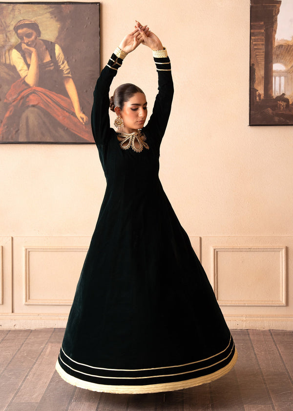 Fozia Khalid | The Velvet Rise 25 | EMERALD VEIL - by Libasekhas UK - Registered Vendor of : Fozia Khalid - 100% Original Designer Dress