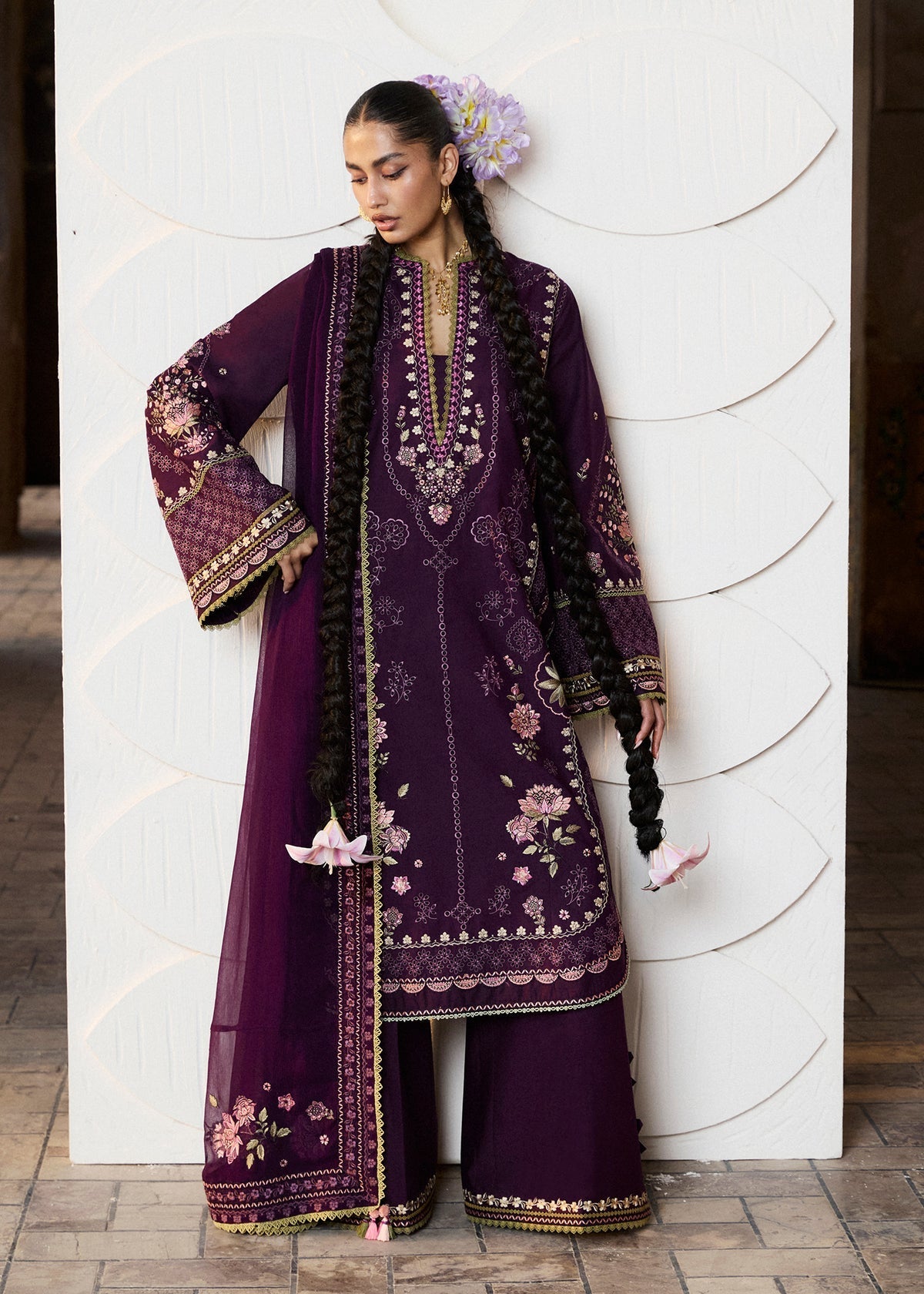 Hussain Rehar | Zan SS26 | Banafsh - by Libasekhas UK - Registered Vendor of : Hussain Rehar - 100% Original Designer Dress