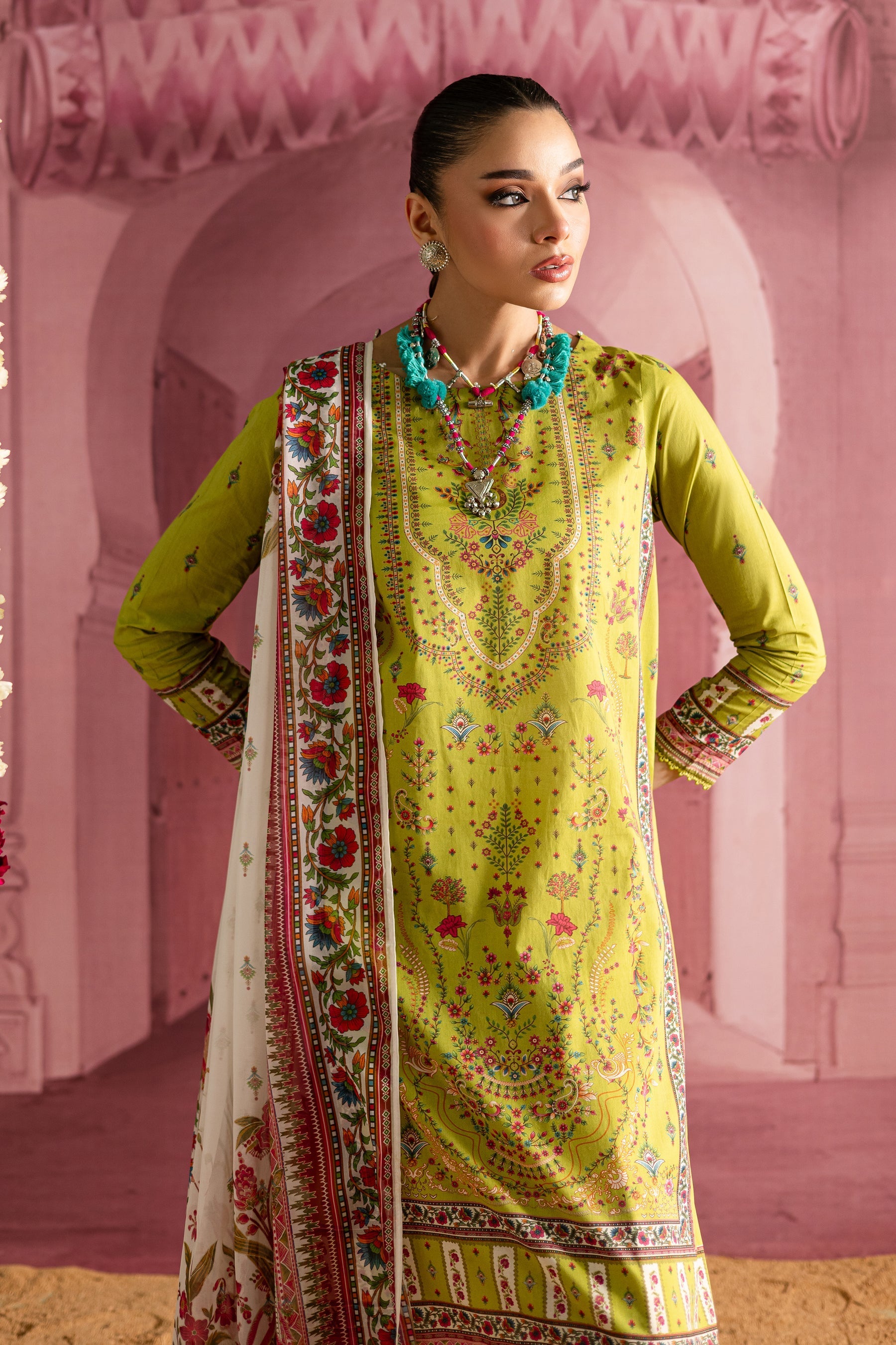 Batik | Chargbagh | Moss - by - Libasekhas UK - Registered Vendor of : Batik - 100% Original Designer Dresss