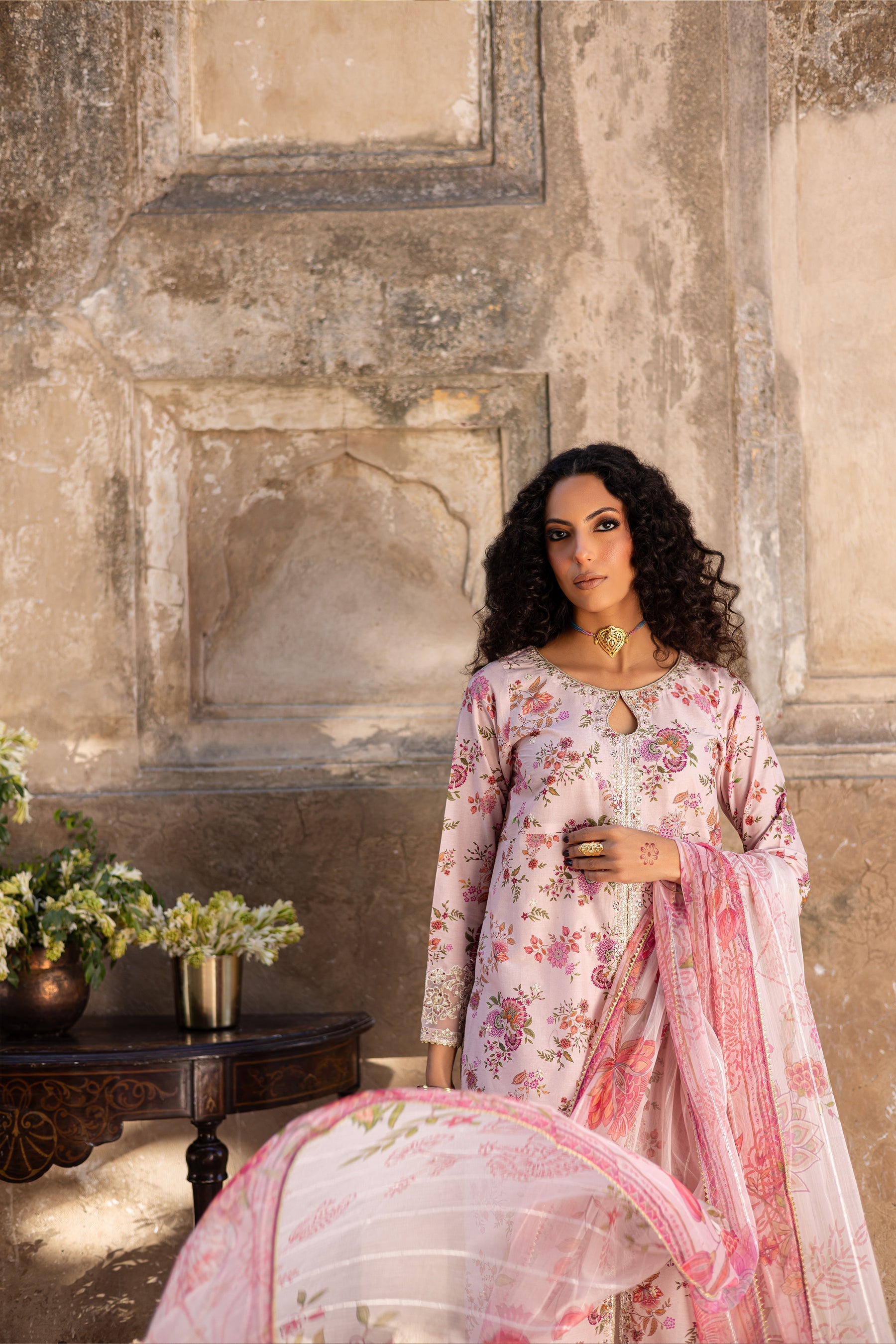 Batik | Chargbagh | Pink Lilly - by - Libasekhas UK - Registered Vendor of : Batik - 100% Original Designer Dresss