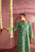 Batik | Chargbagh | Aquamarine - by - Libasekhas UK - Registered Vendor of : Batik - 100% Original Designer Dresss