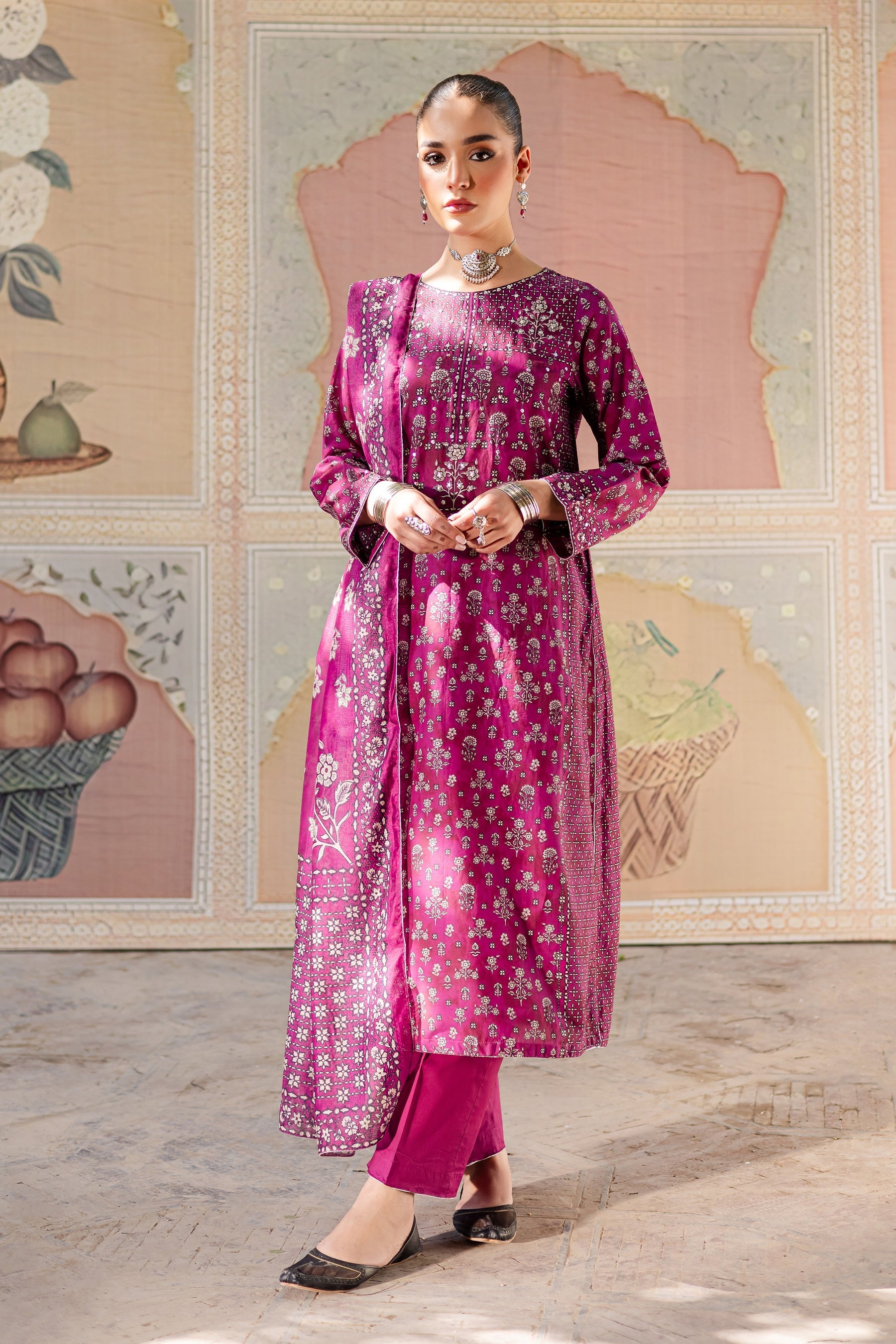 Batik | Chargbagh | Pink Arsh - by - Libasekhas UK - Registered Vendor of : Batik - 100% Original Designer Dresss