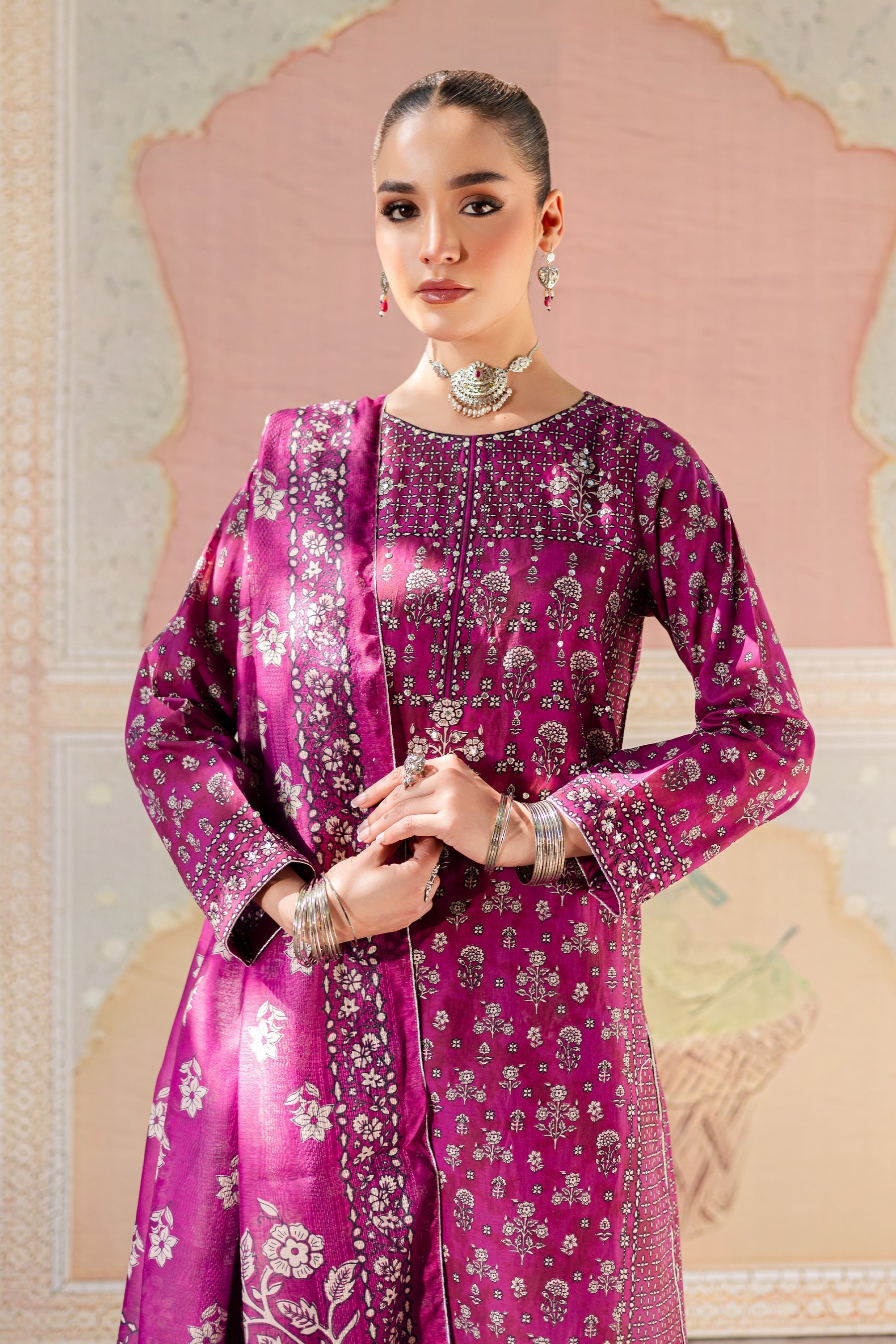 Batik | Chargbagh | Pink Arsh - by - Libasekhas UK - Registered Vendor of : Batik - 100% Original Designer Dresss