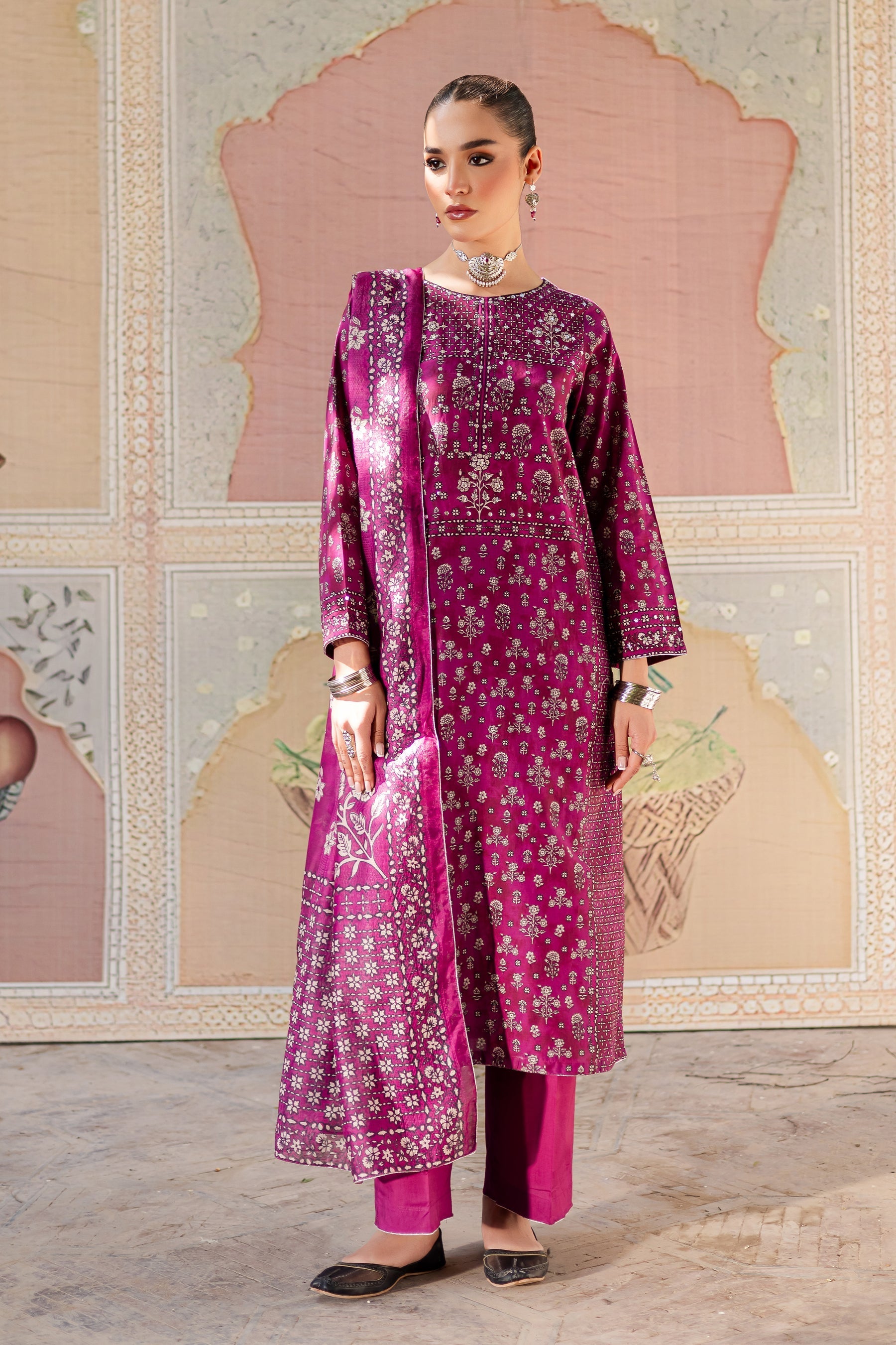 Batik | Chargbagh | Pink Arsh - by - Libasekhas UK - Registered Vendor of : Batik - 100% Original Designer Dresss