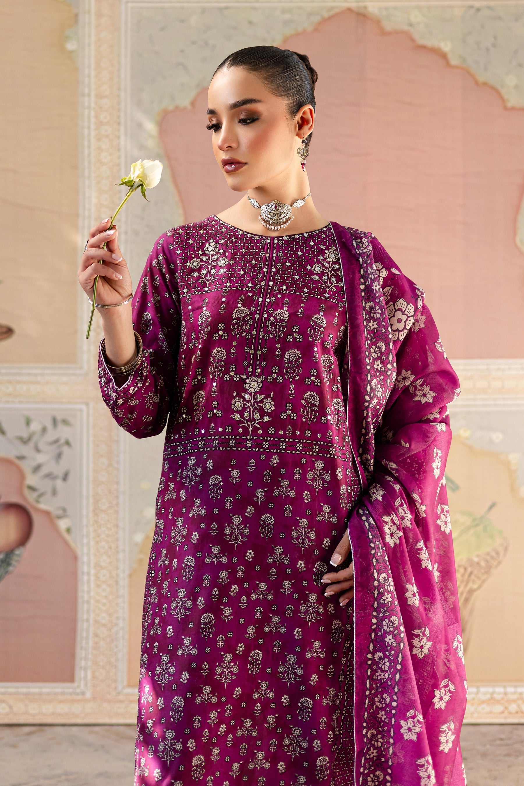 Batik | Chargbagh | Pink Arsh - by - Libasekhas UK - Registered Vendor of : Batik - 100% Original Designer Dresss